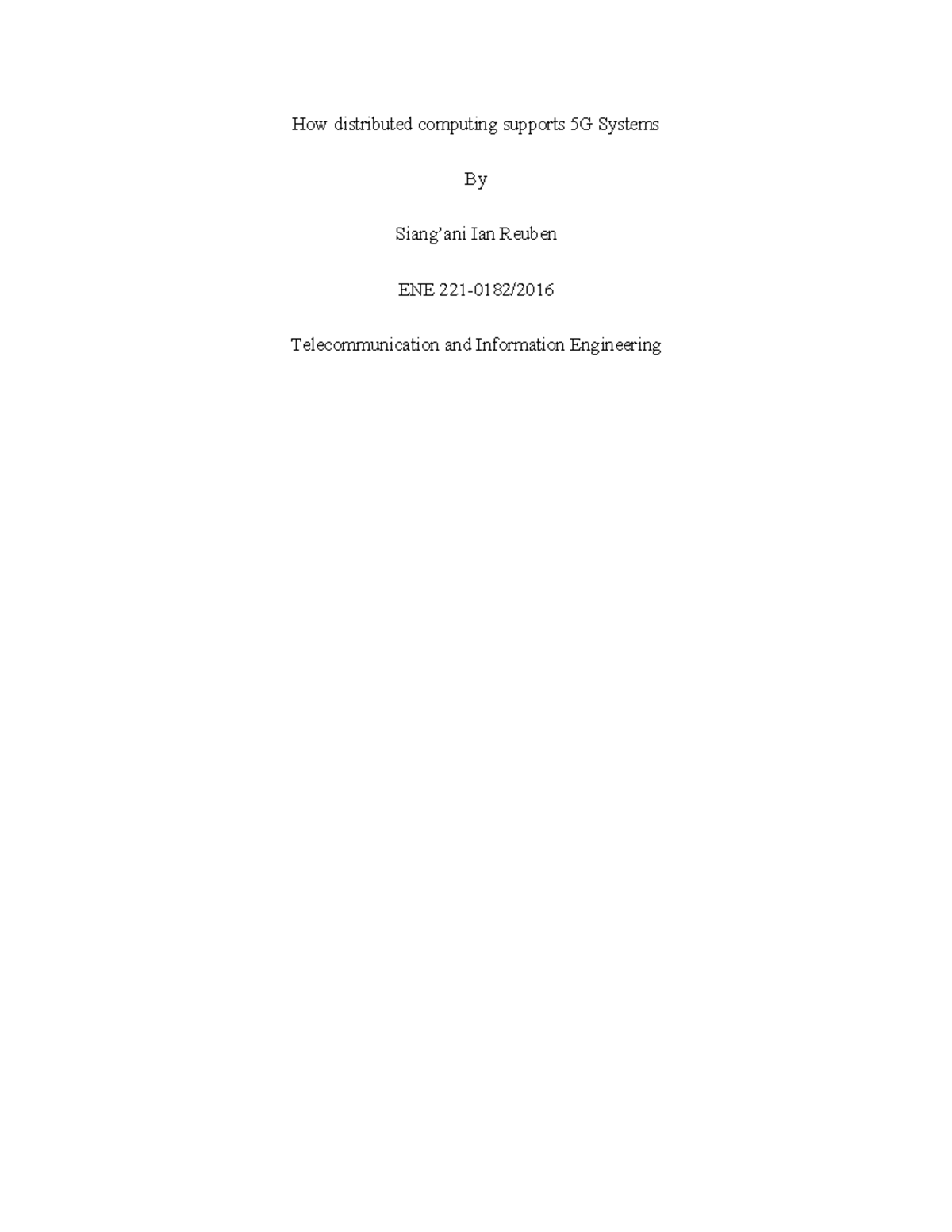Assign 1 - role of distributed computing in the context of 5G ...