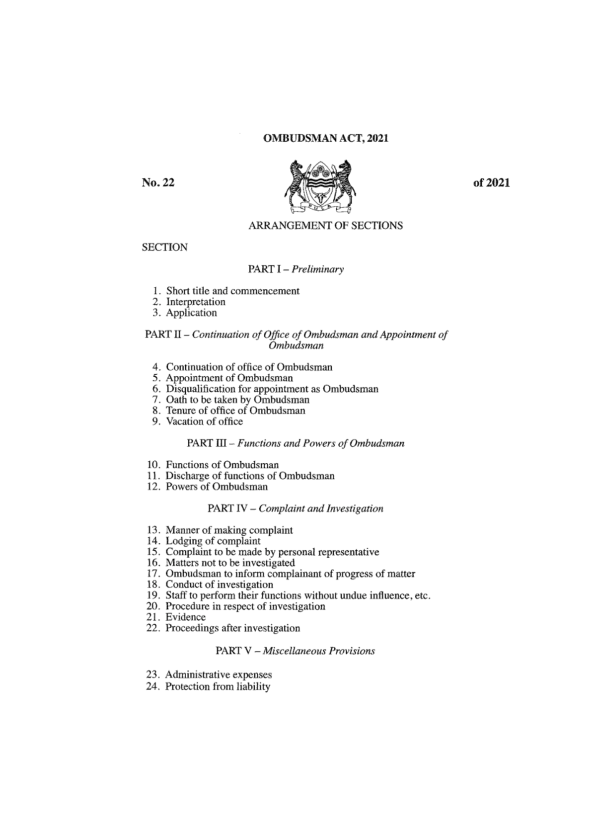 Ombudsman Act, 2021: Comprehensive Overview and Provisions - Studocu