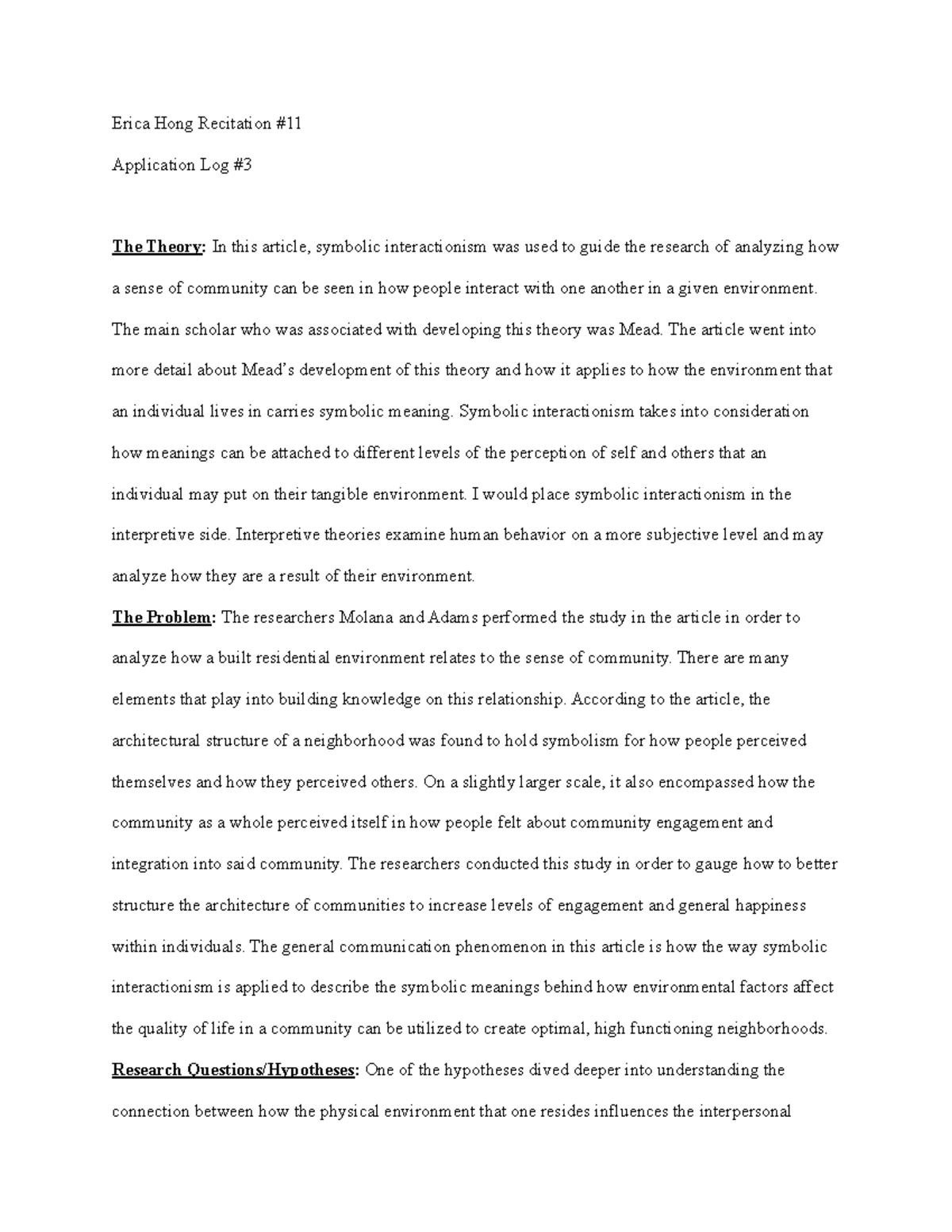 COM 102 Application Log 3 - Erica Hong Recitation # Application Log ...