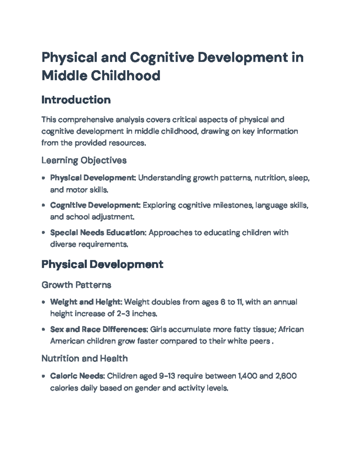 Physical and Cognitive Development in Middle Childhood: Key Insights ...