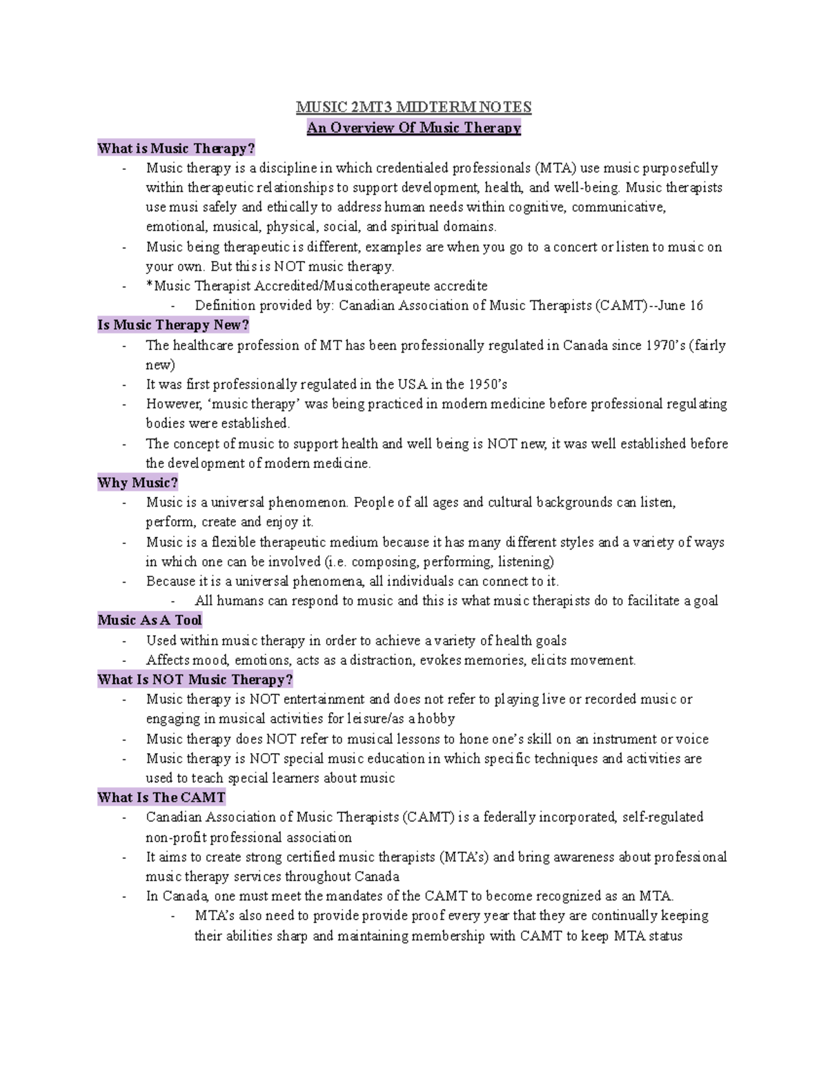 Music 2MT3 Notes - MUSIC 2MT3 MIDTERM NOTES An Overview Of Music ...