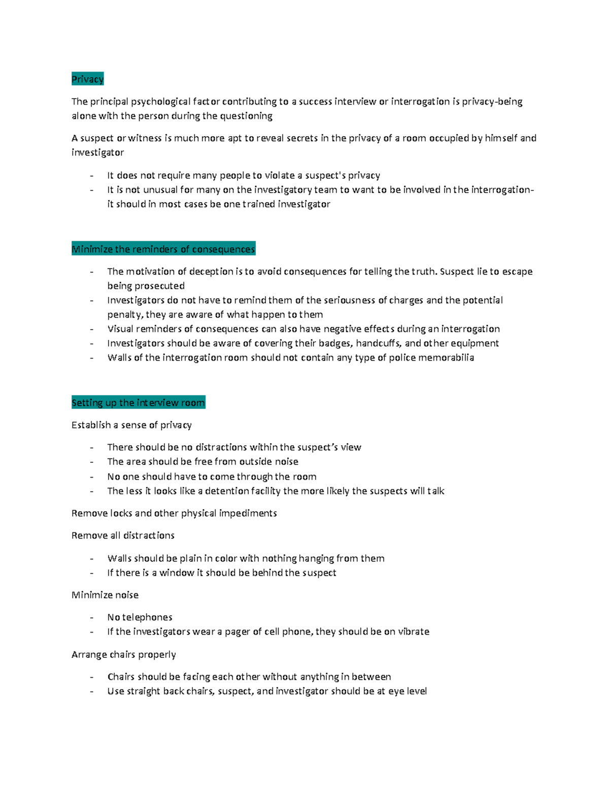 Chapter 5: The Importance of Privacy in Interview Settings - Studocu