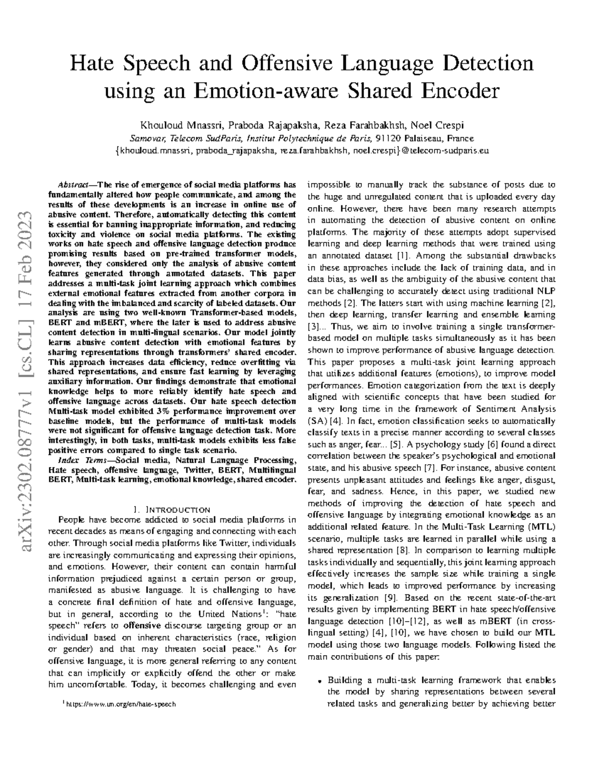 Hate Speech And Offensive Language Detection Emotion Aware Shared