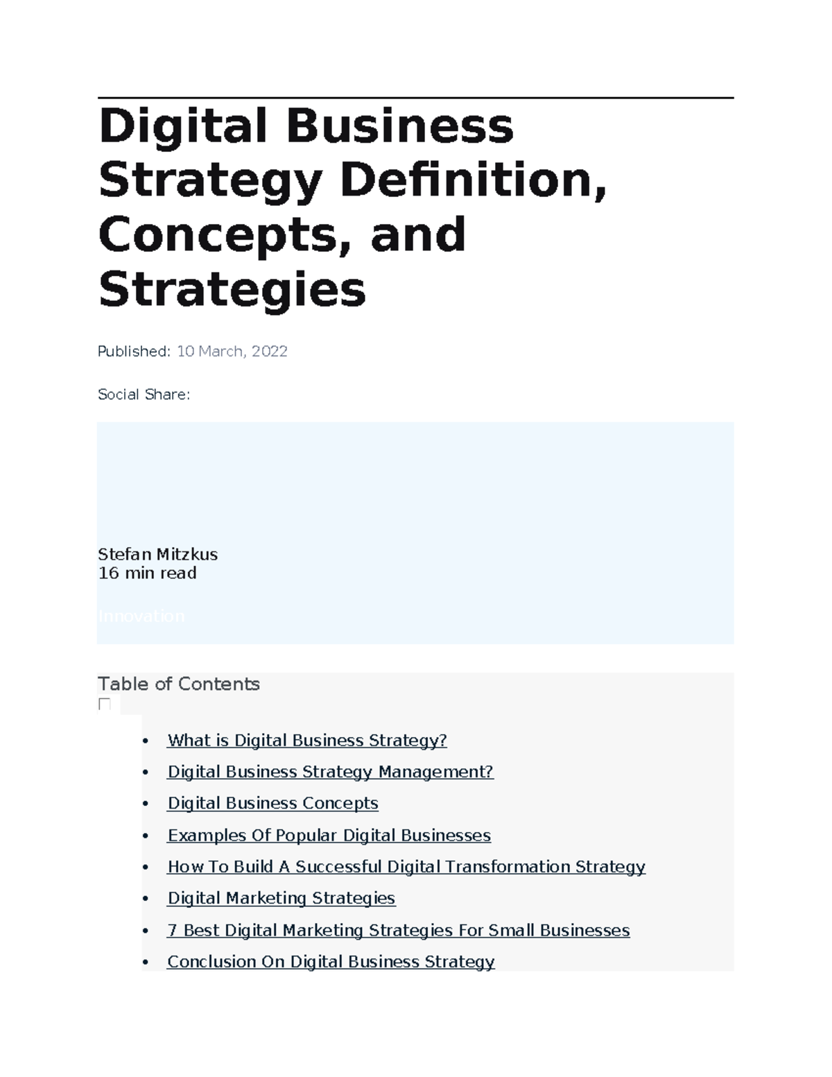 Digital Business Strategy Definition, Concepts, and Strategies ...