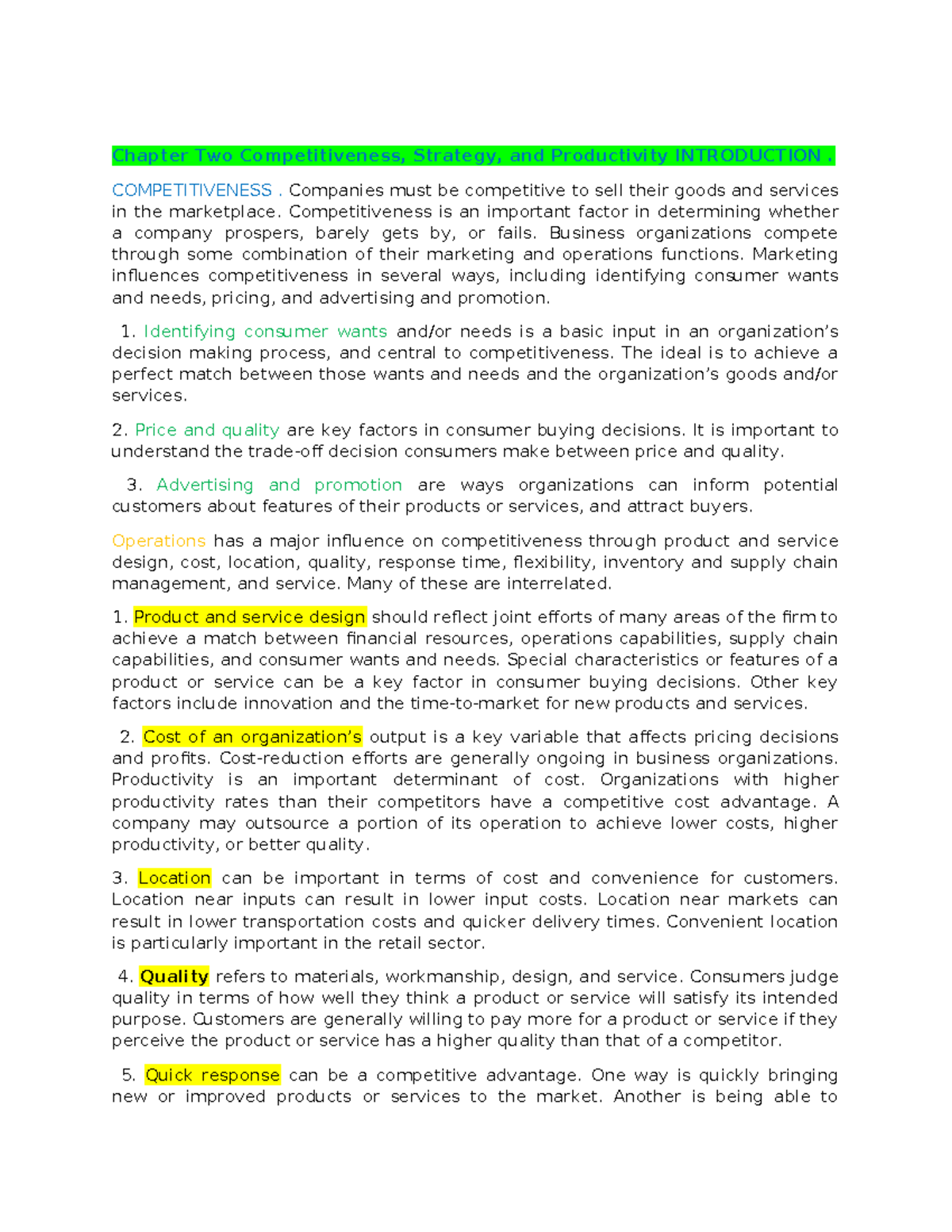 Chapter 2 Competitiveness -WORD - Chapter Two Competitiveness, Strategy ...