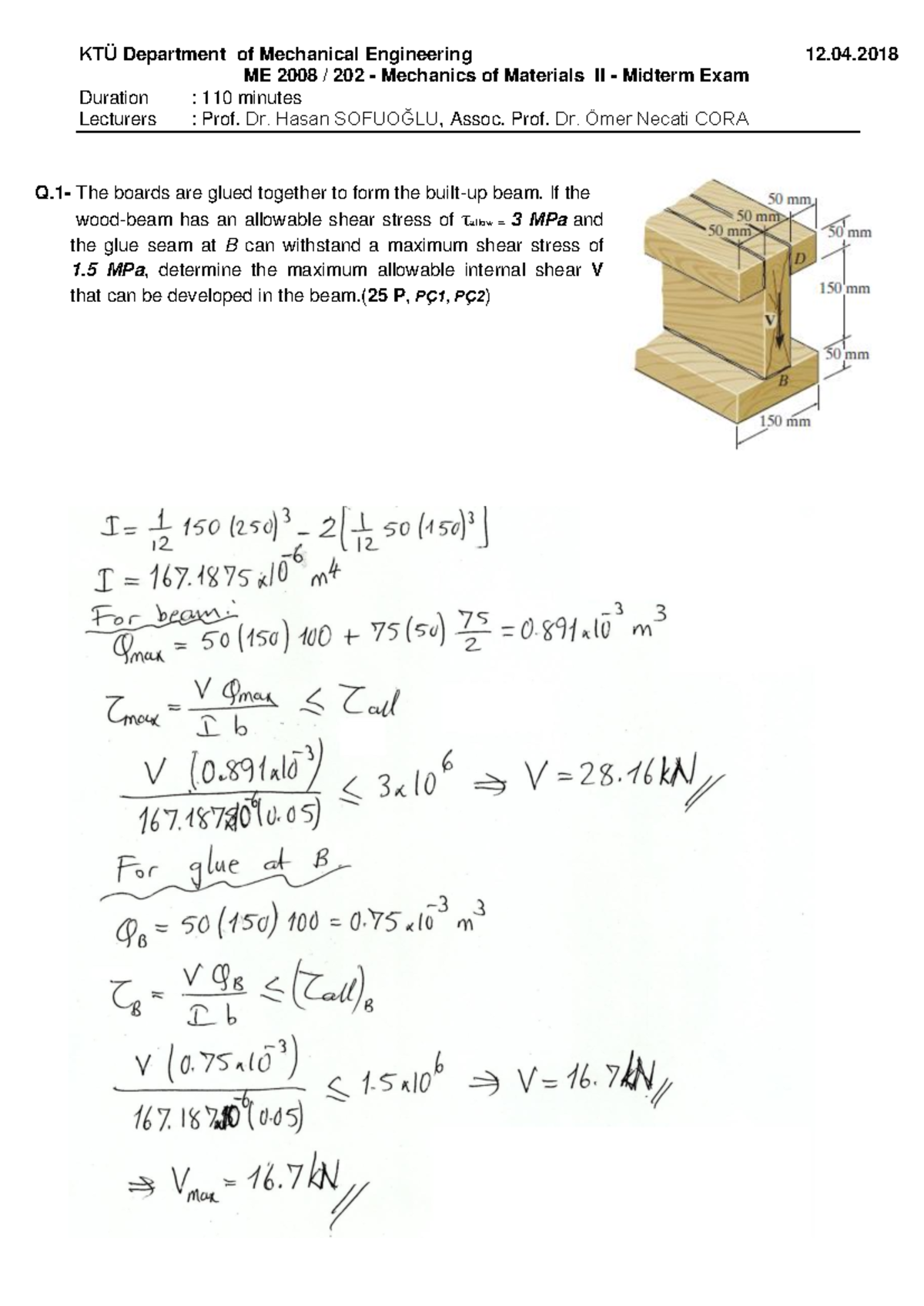 MECH.MAT. II MT.EXam 2018 - KTÜ Department of Mechanical Engineering 12 ...