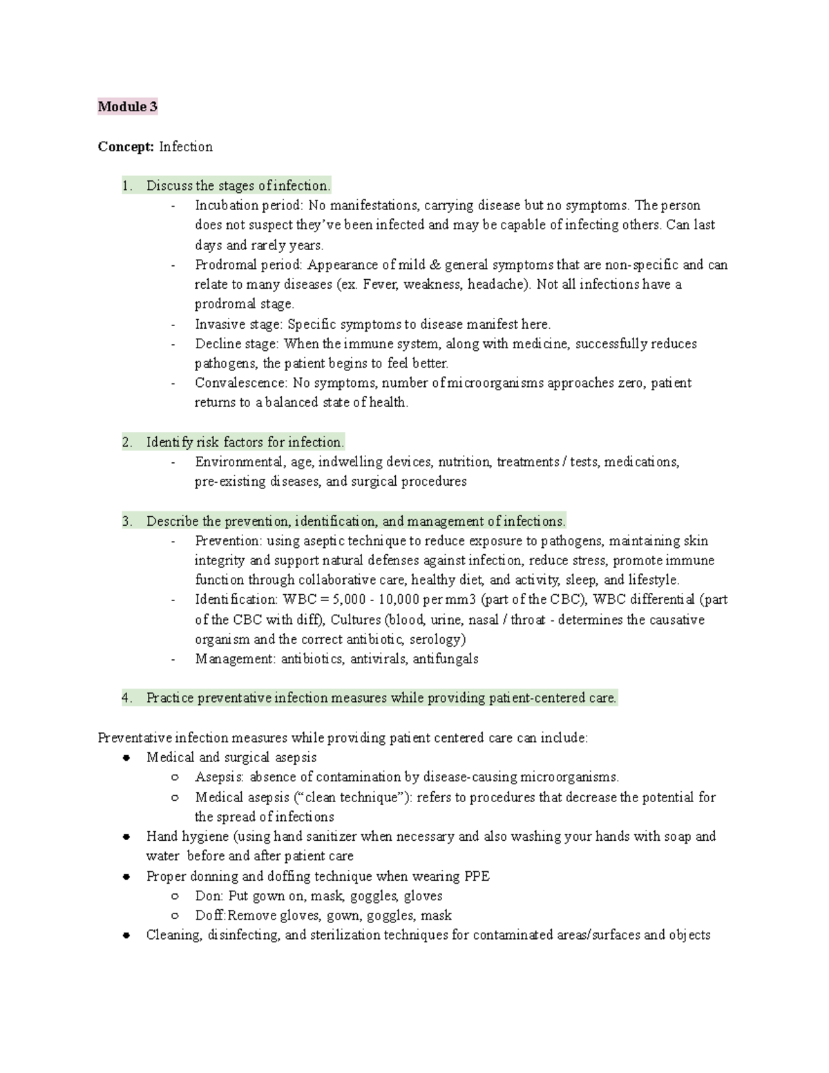 NURS 170 Module 3: Infection Control & Management Strategies - Studocu