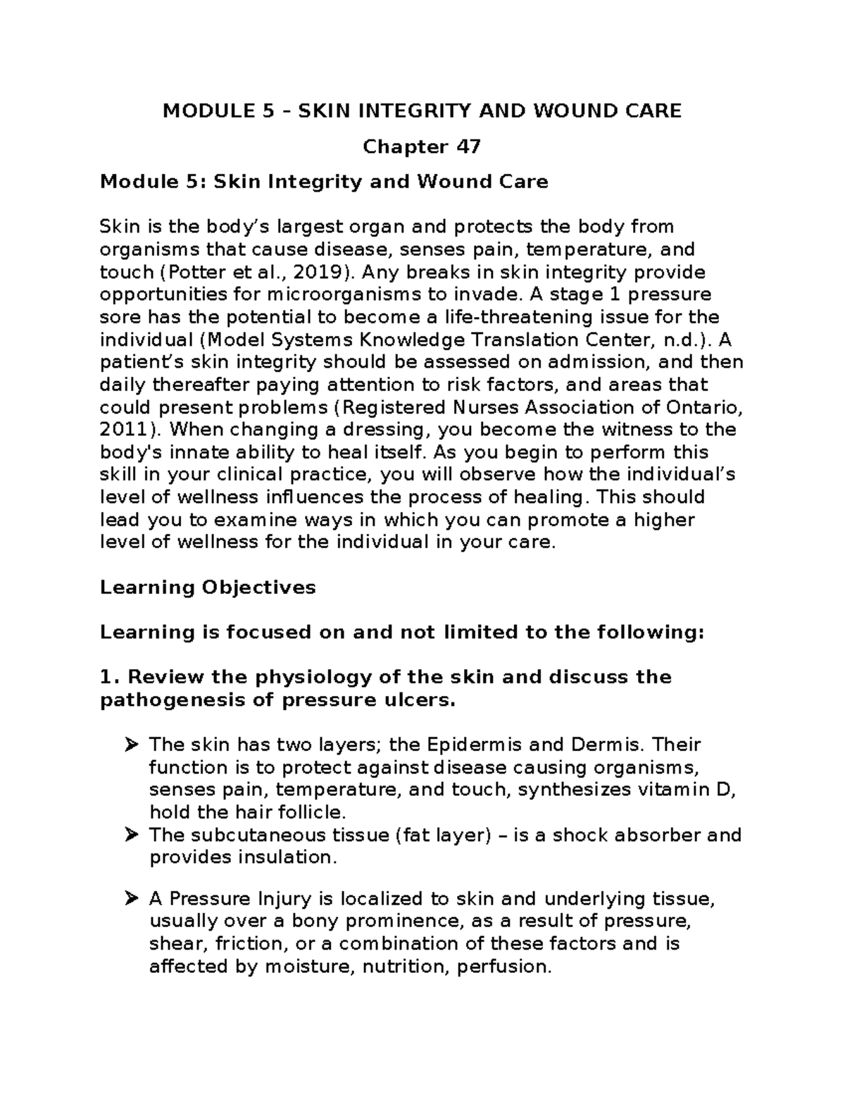 Module 5: Skin Integrity and Wound Care - Comprehensive Guide - Studocu