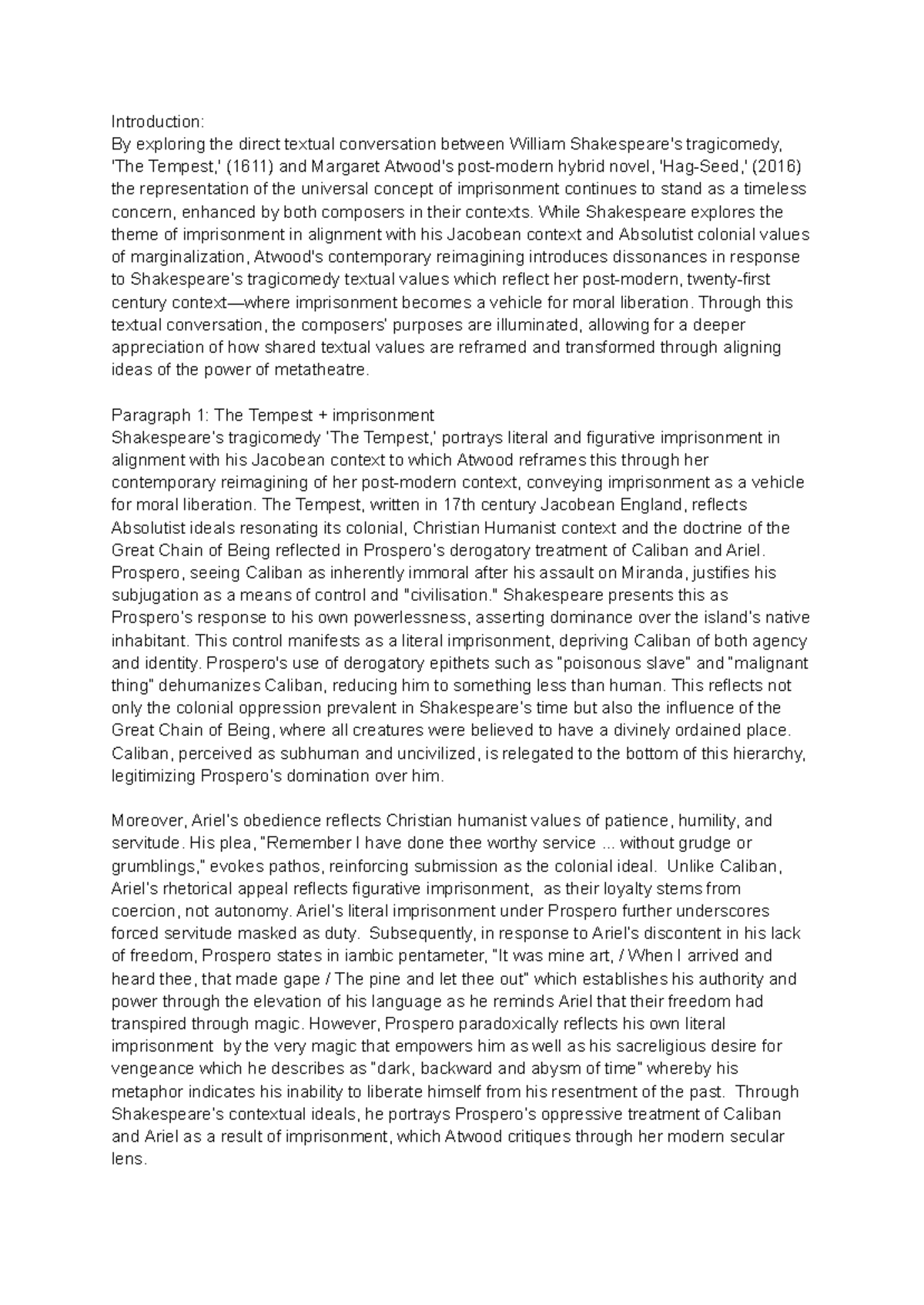 Mod a textual convo essay w feedback - Introduction: By exploring the ...
