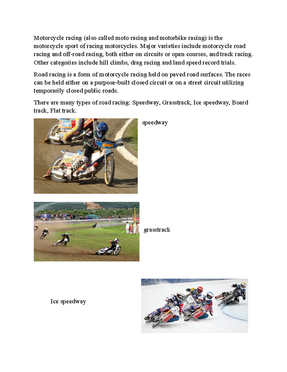 Motocycle racing 1 - NNLT - Motorcycle racing (also called moto racing ...