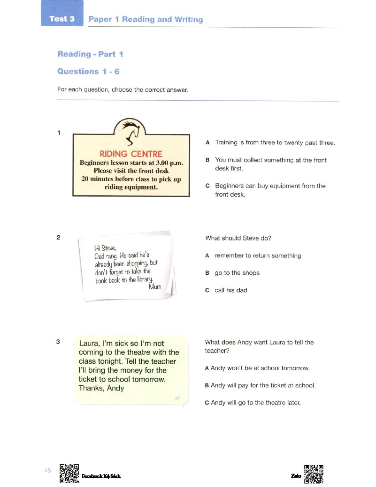 Test 3 KET - Reading and Writing Practice Questions - Studocu
