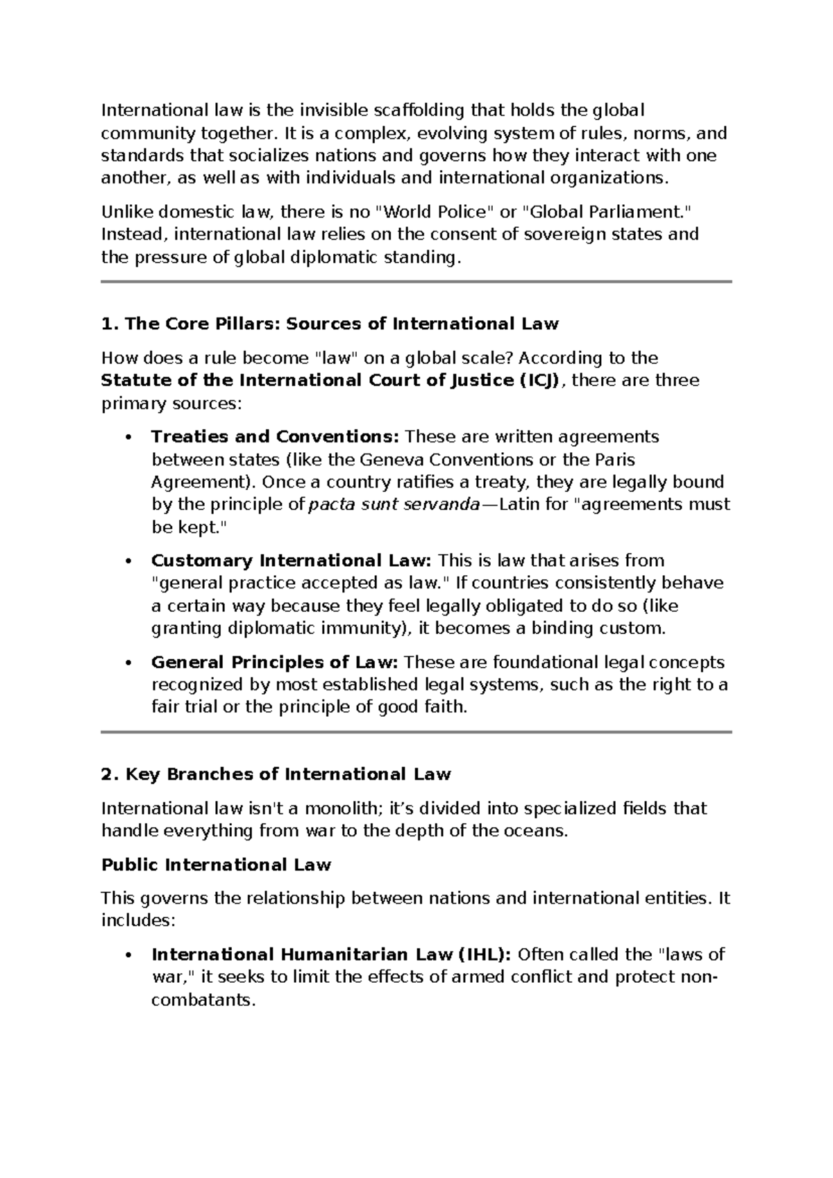 International Law Overview: Key Concepts and Challenges - Studocu