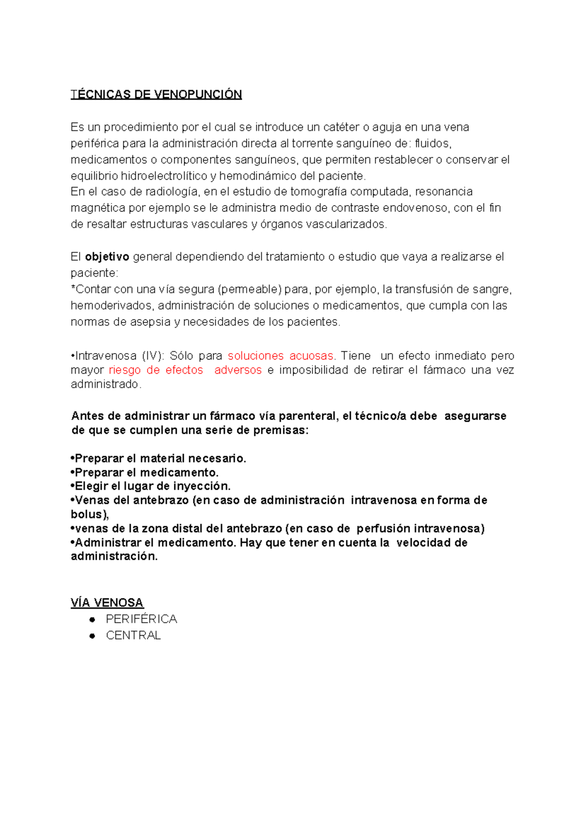 Técnicas de Venopunción en Fundamentos de Radiología y Enfermería - Studocu