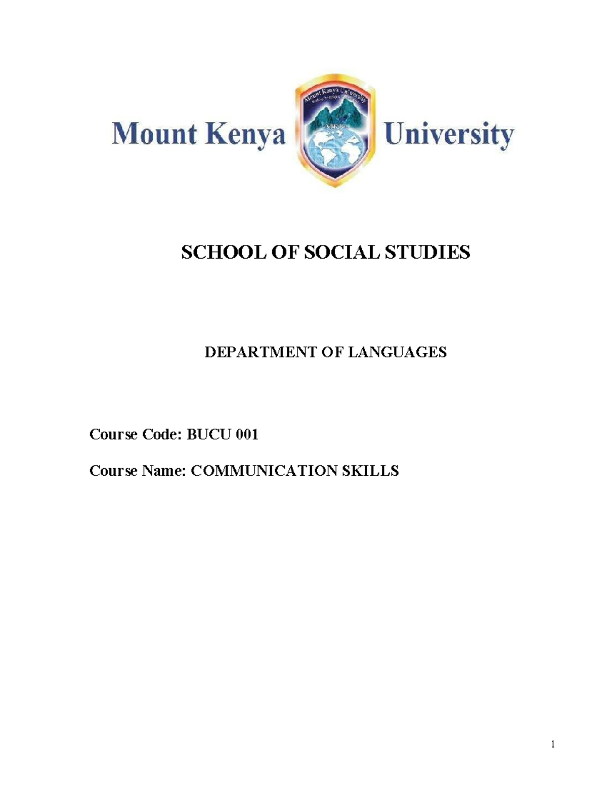 BUCU 001 Communication Skills 1: Comprehensive Study Guide - Studocu