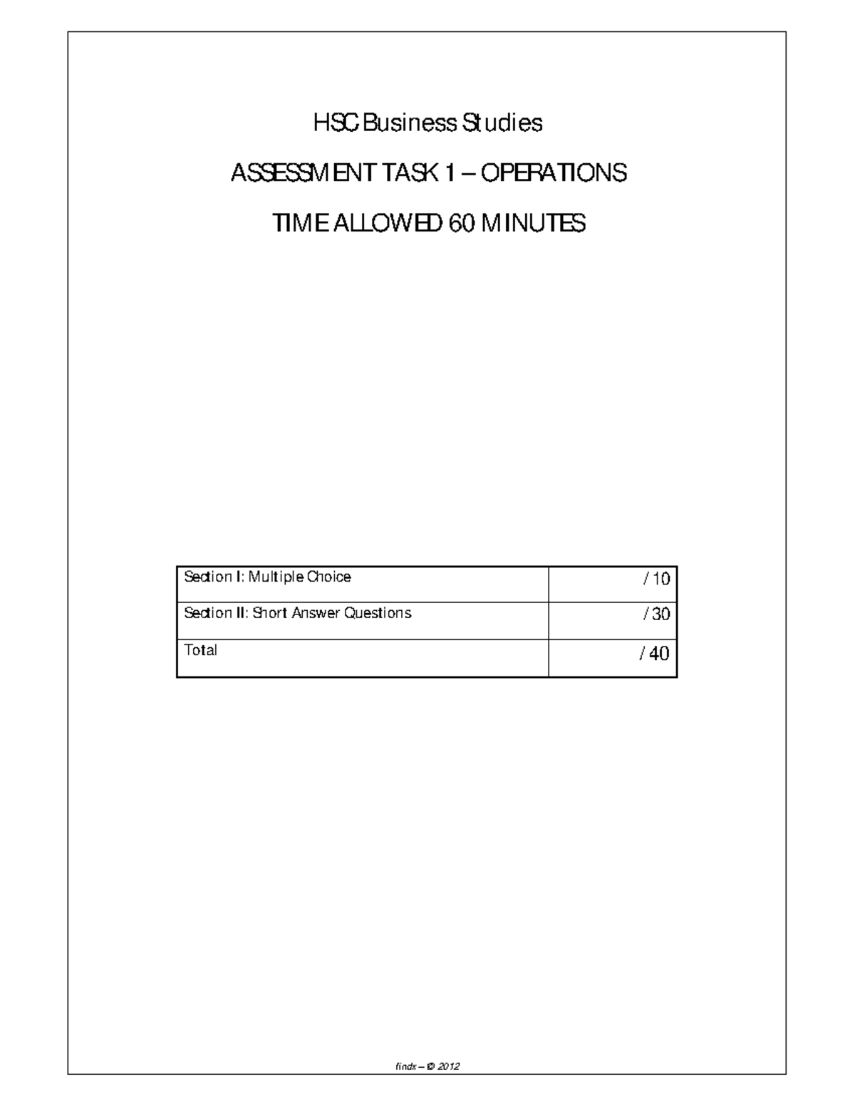 HSC Business Studies Operations Prac Test Review Notes - Studocu