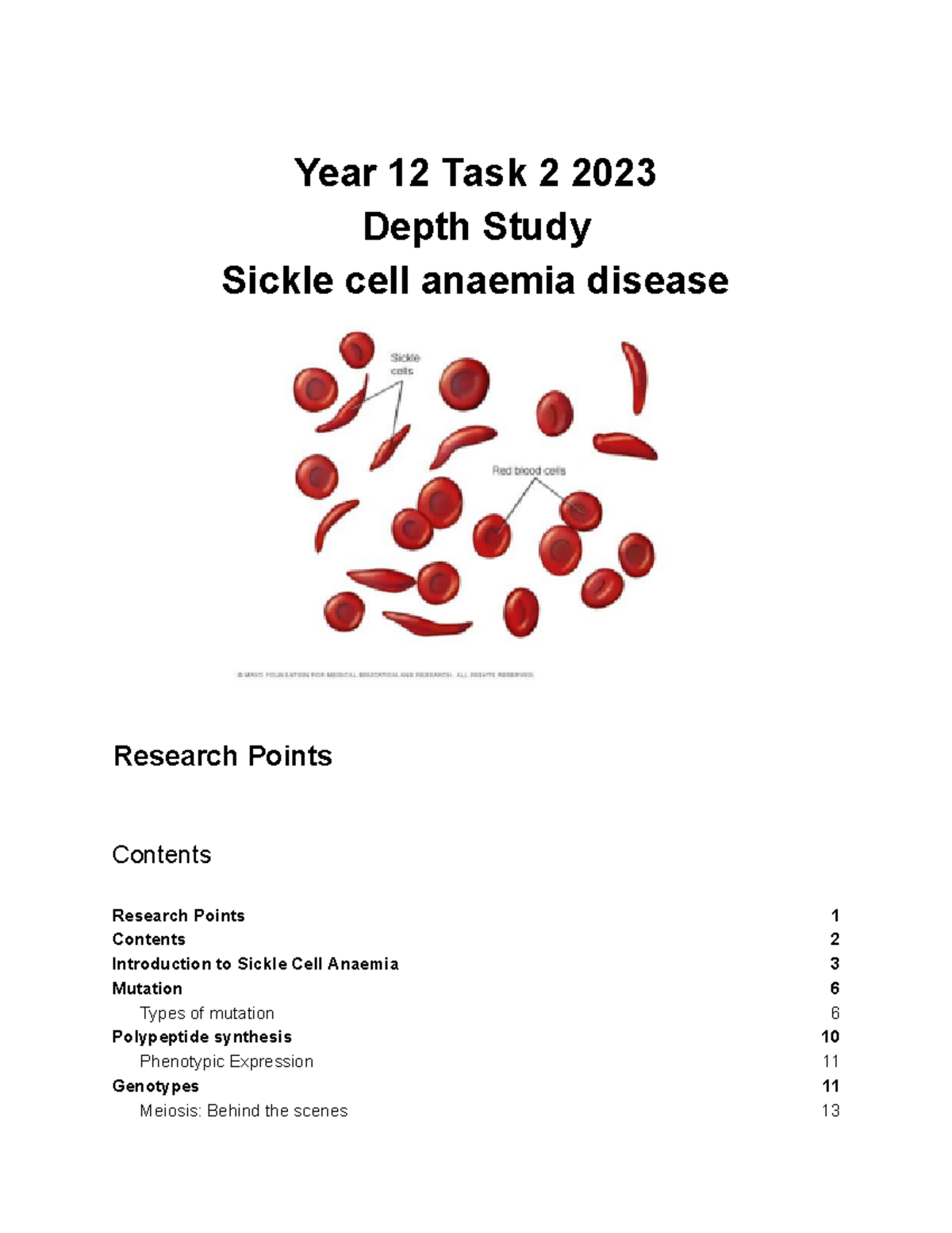 Sickle Cell Anemia Depth Study: Biology Mod 6 Notes - Studocu