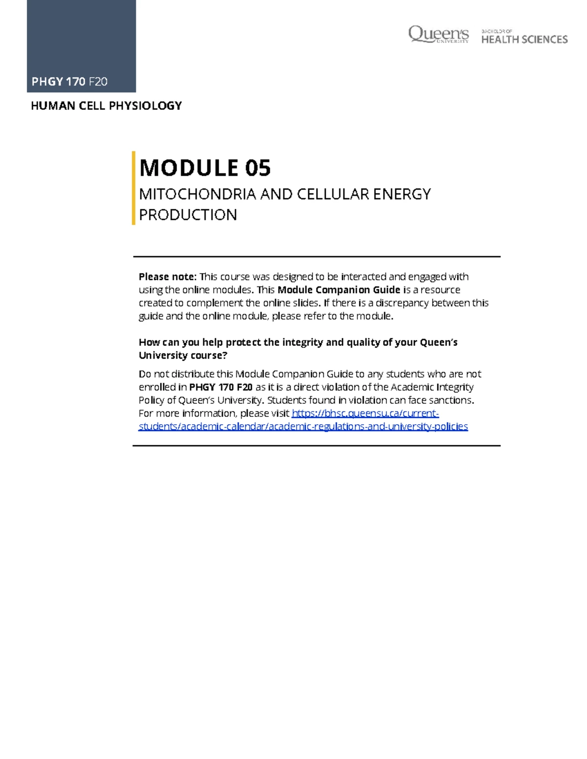 PHGY 170 F20 Module 07 Companion Guide: Cellular Communication - Studocu
