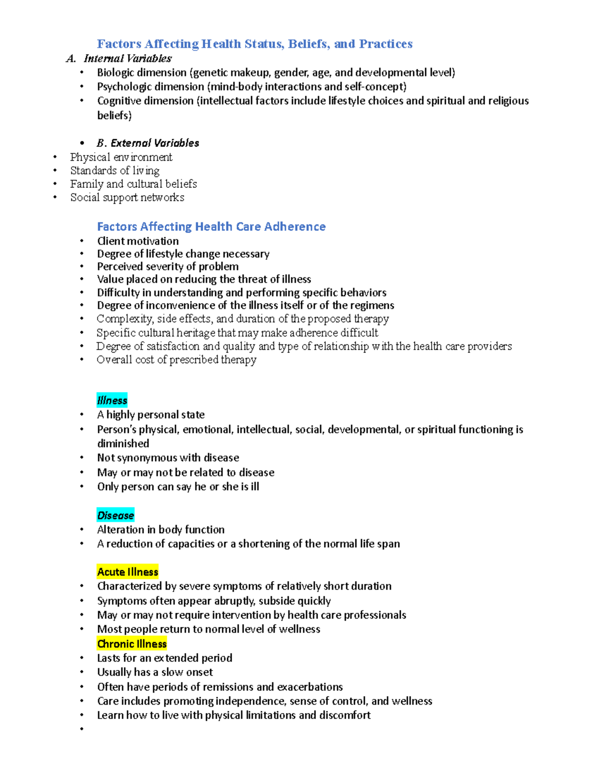 Health Promotion and Illness Impact: Key Factors and Insights (HLTH 101 ...