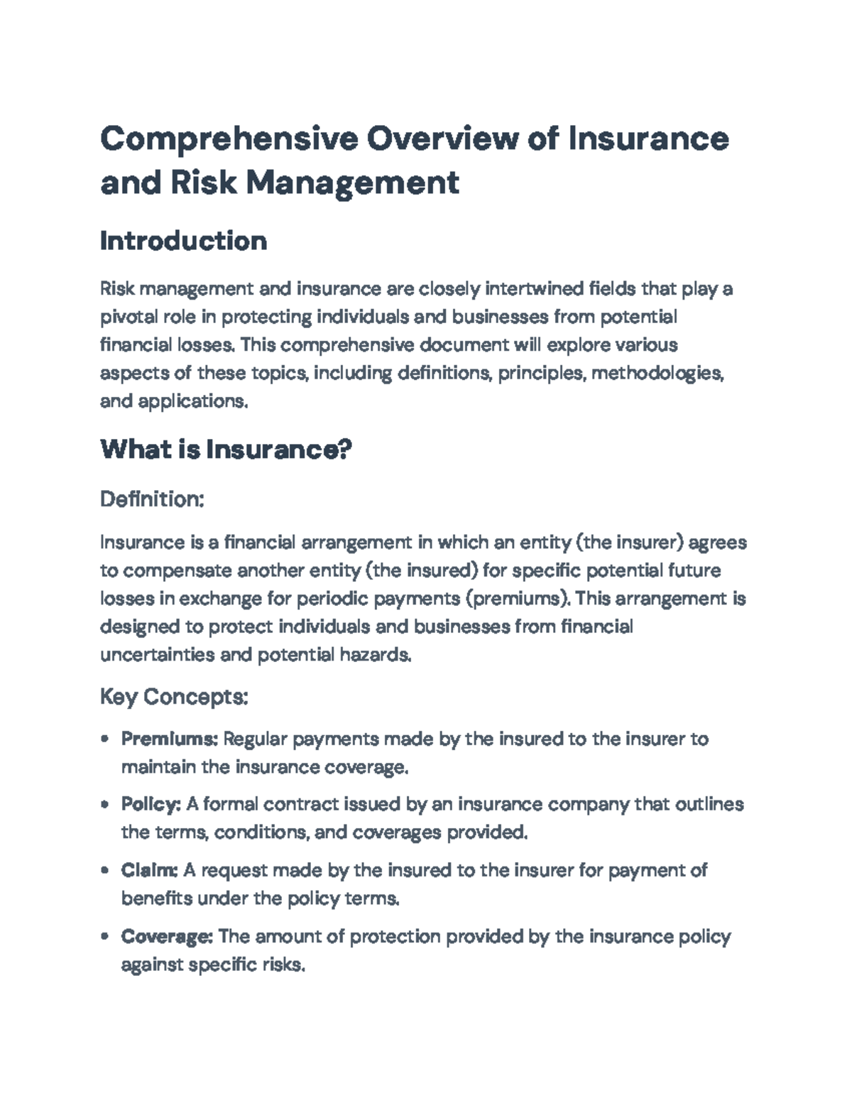 Comprehensive Guide to Insurance and Risk Management Principles ...