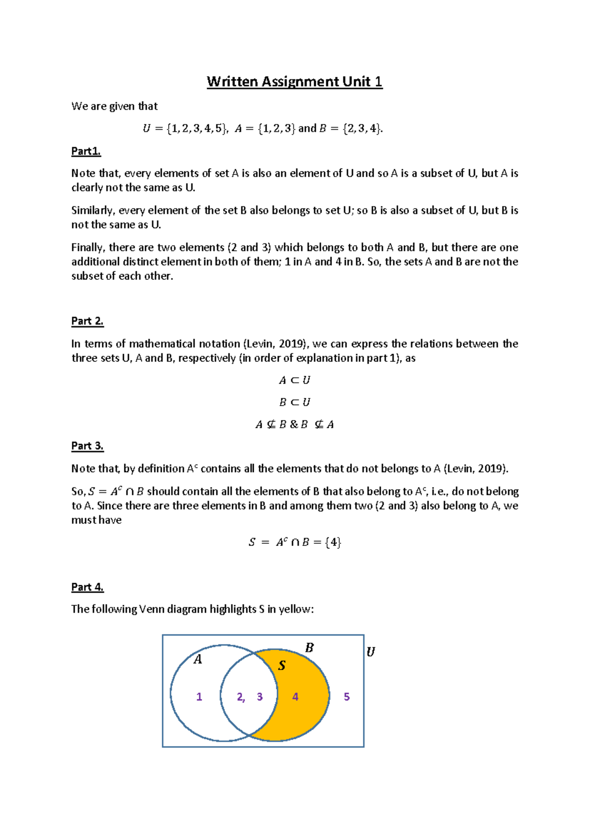Discrete Mathematics 1302 Written Assignment Unit 1 - Written ...