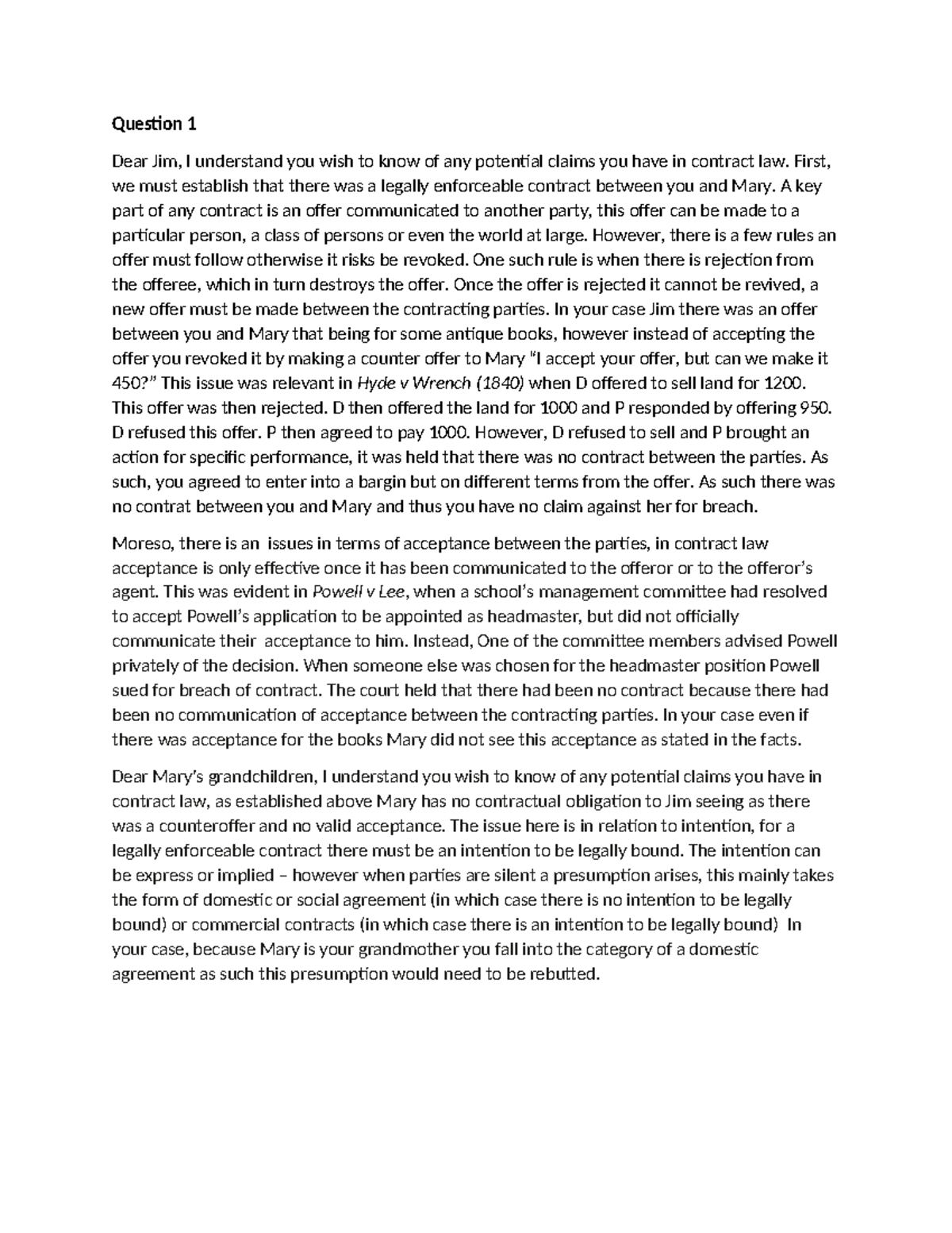 CONTRACT LAW 101 - Exam Notes on Offers and Acceptance - Studocu