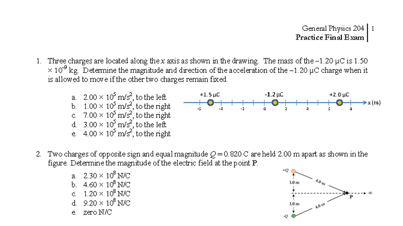 General Physics 204 Practice Final Exam Review - Studocu