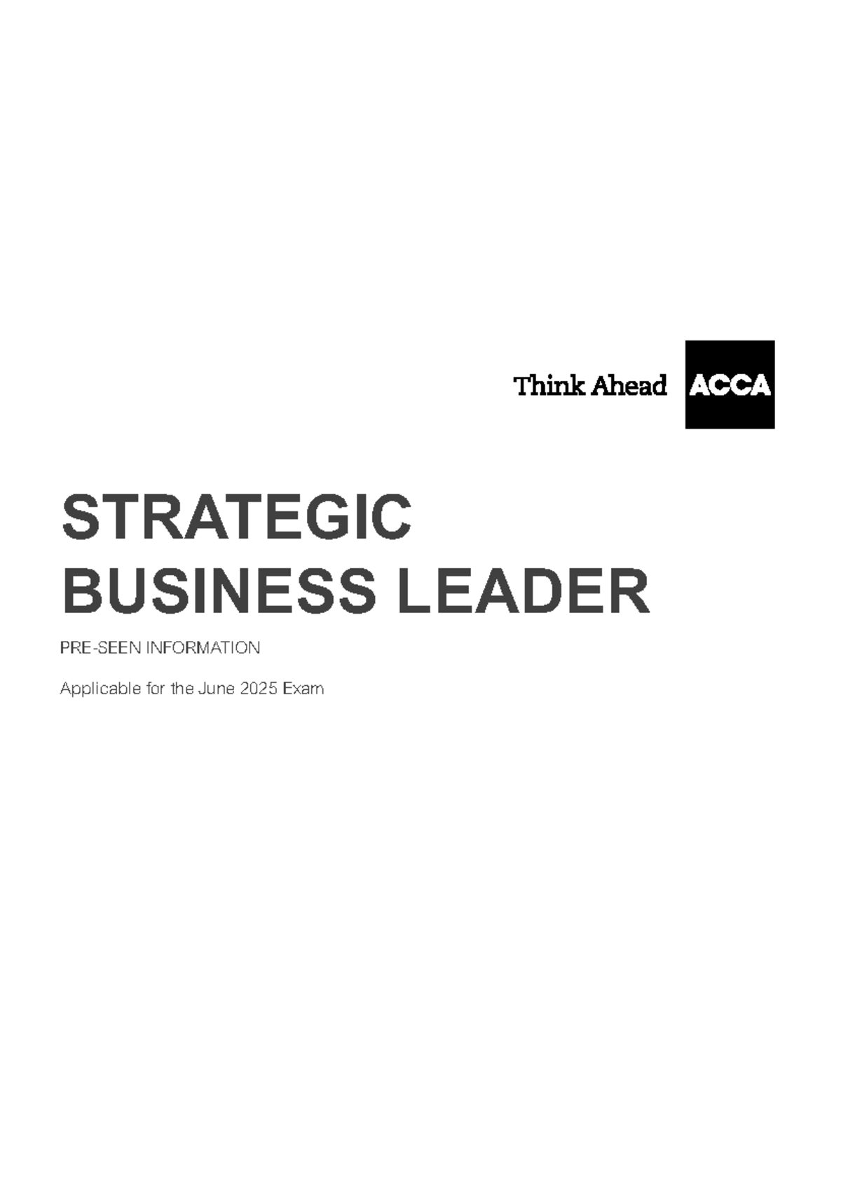 Pre-Seen Case Study: Strategic Business Leadership for ACCA Exam June ...