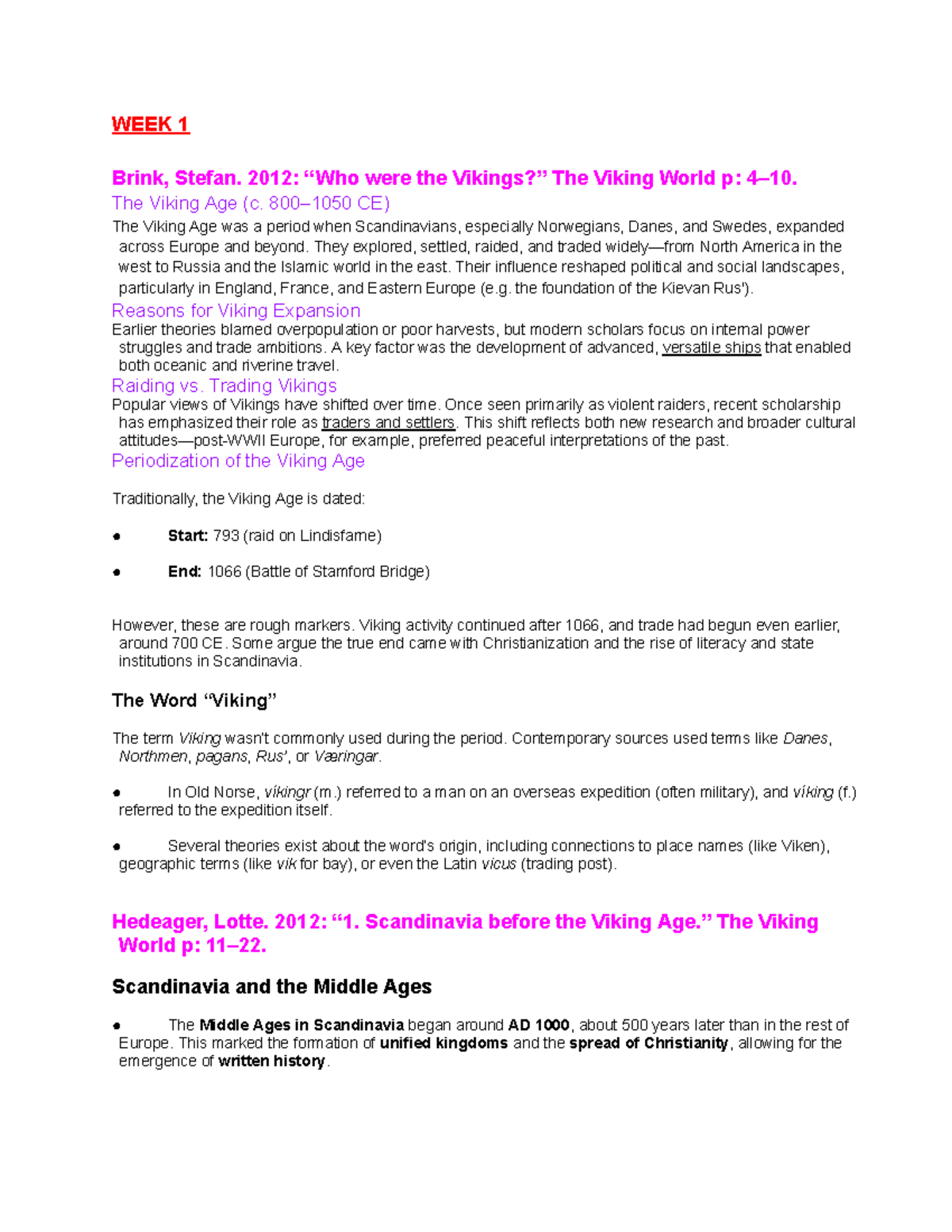 Viking Age & Settlement History: Notes from Weeks 1-6 (SCAN 2022) - Studocu