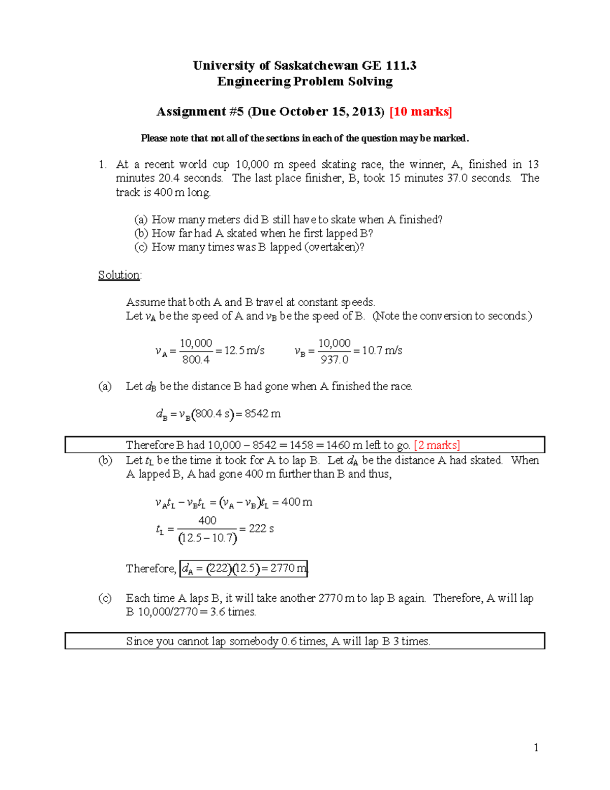 GE Engineering Problem Solving Seminar Assignment #5 Solutions - Studocu