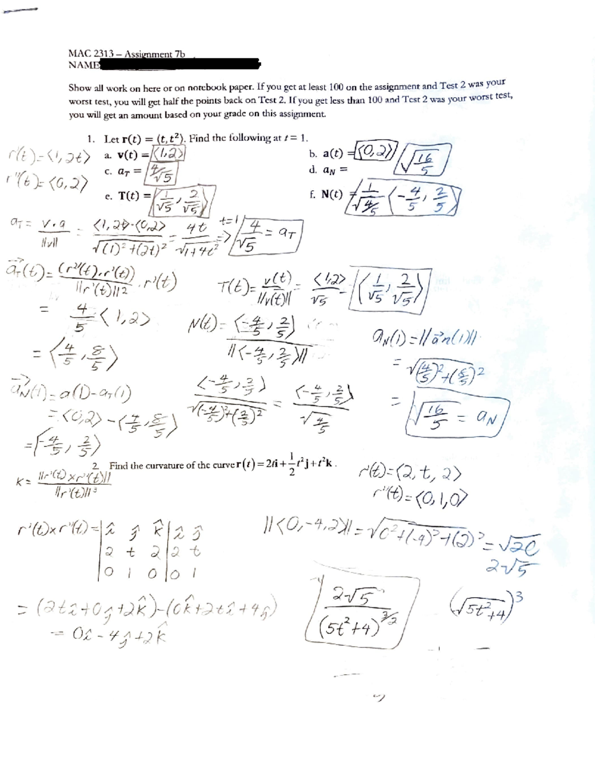 MAC 2313 Calculus 3 Test 2 - Assignment 7b Solutions and Guidelines ...