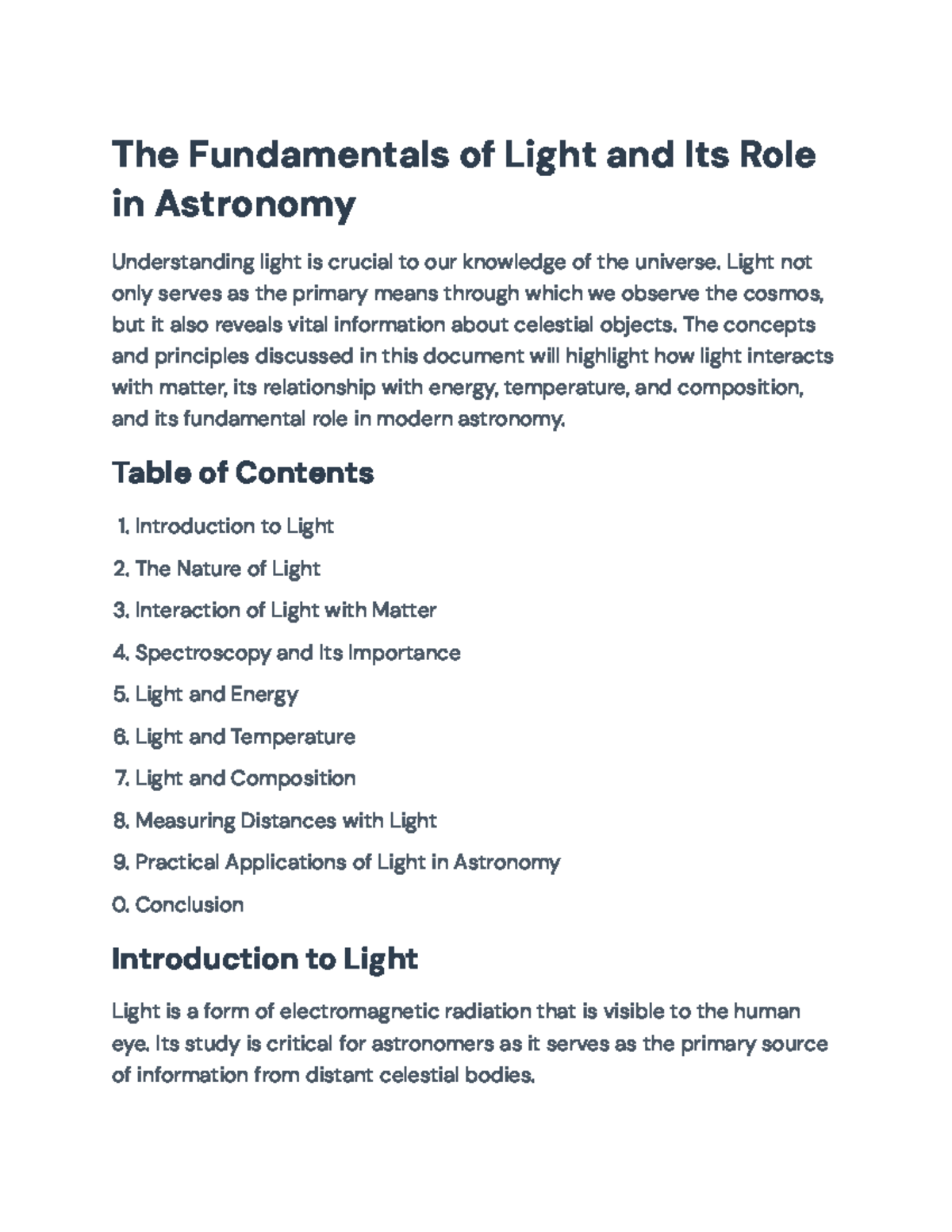 Fundamentals of Light in Astronomy: Insights for ASTR 101 Exam - Studocu