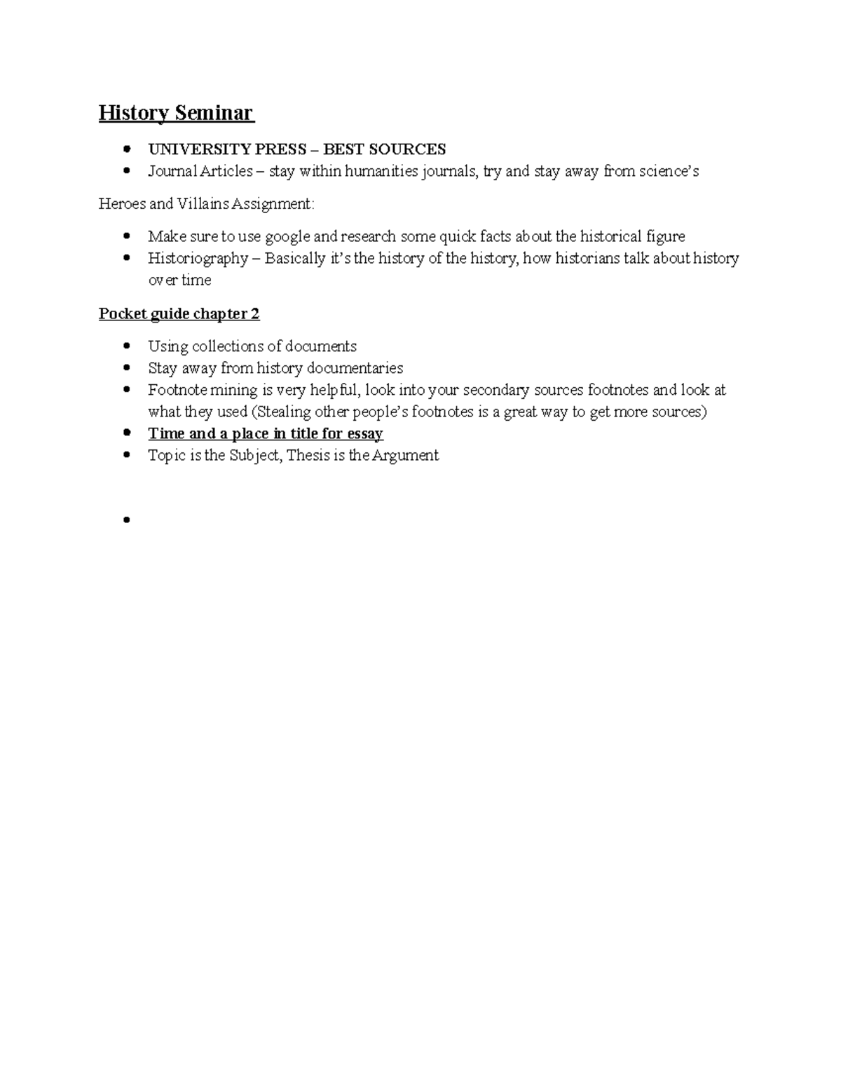 History Seminar Notes: Best Sources & Historiography Tips - Studocu