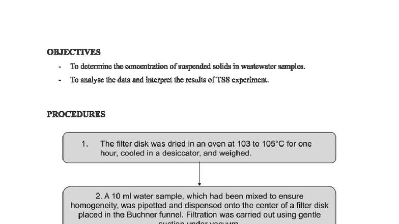 Lab Report on Total Suspended Solids (TSS) - EVT525 - Studocu