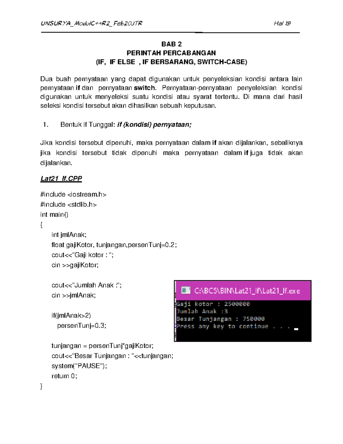 Pertemuan 2 - 0ol00ll - BAB 2 PERINTAH PERCABANGAN (IF, IF ELSE , IF ...