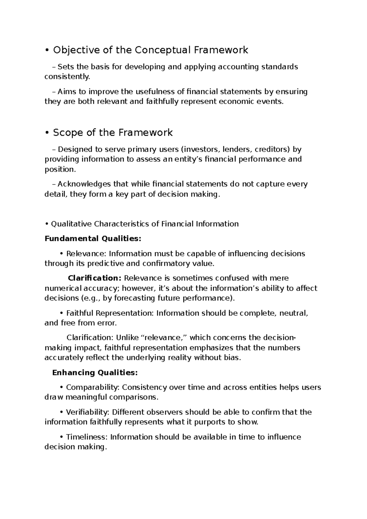 Objective of the Conceptual Framework - Aims to improve the usefulness ...