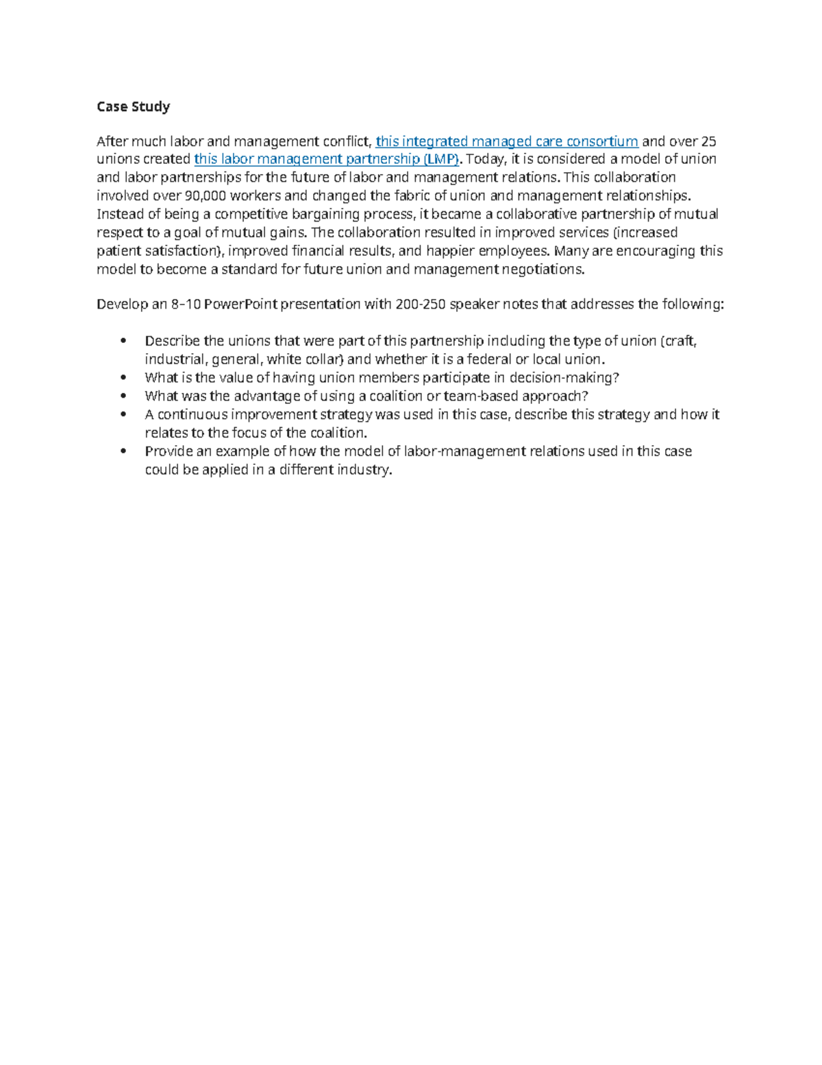 Case Study: Labor Management Partnership Model Analysis and Insights ...