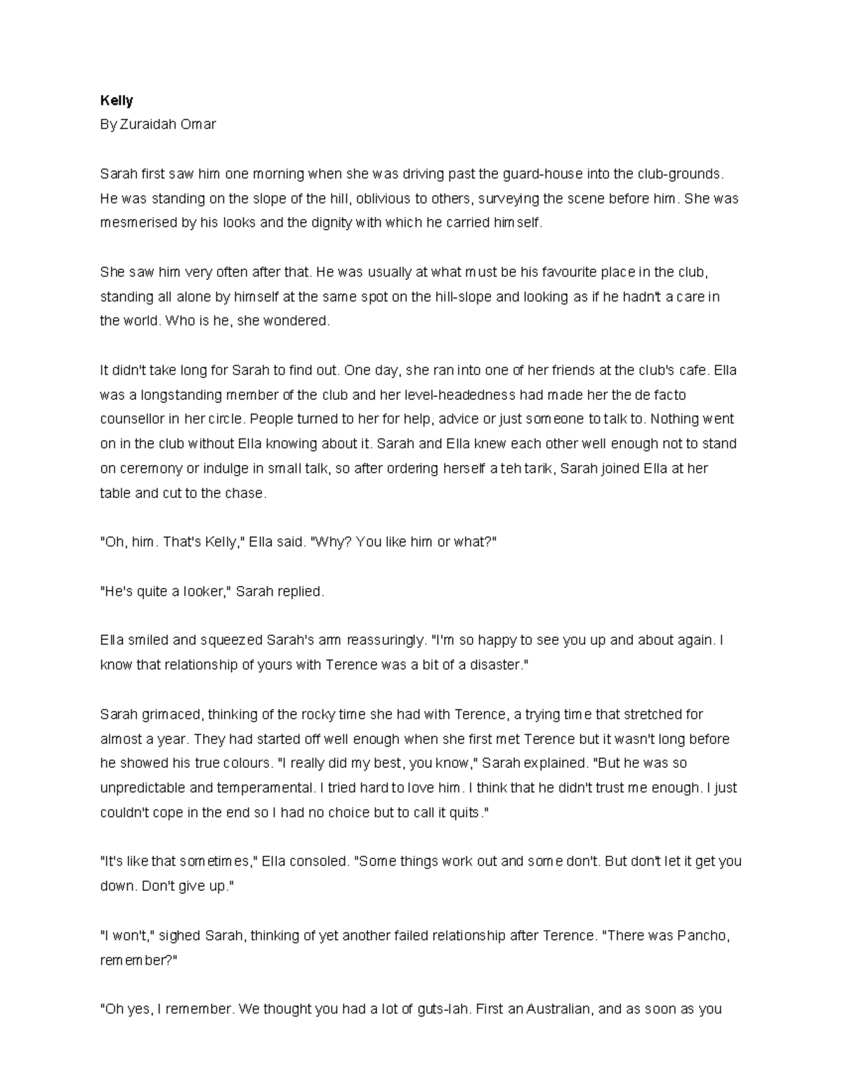 Short Story Sample - Kelly: A Tale of Love and Horses - Studocu