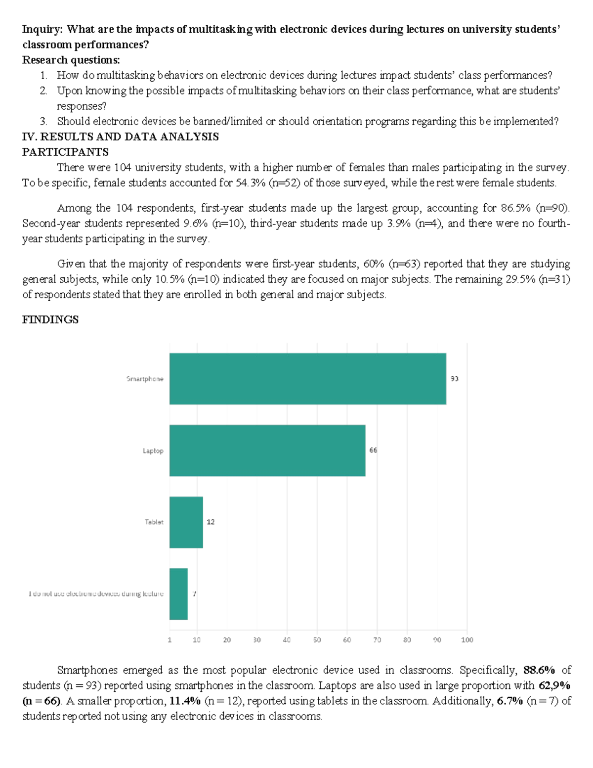Impacts of Multitasking on Class Performance: Data Analysis and ...