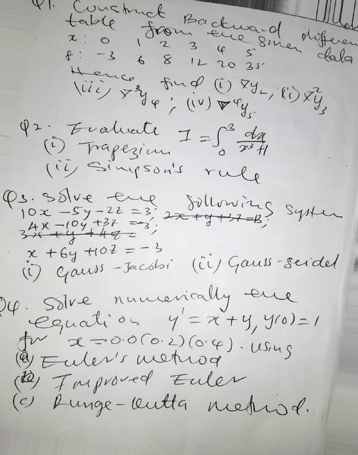 Numerical Methods for PI Course: Backward Table & System Solutions ...