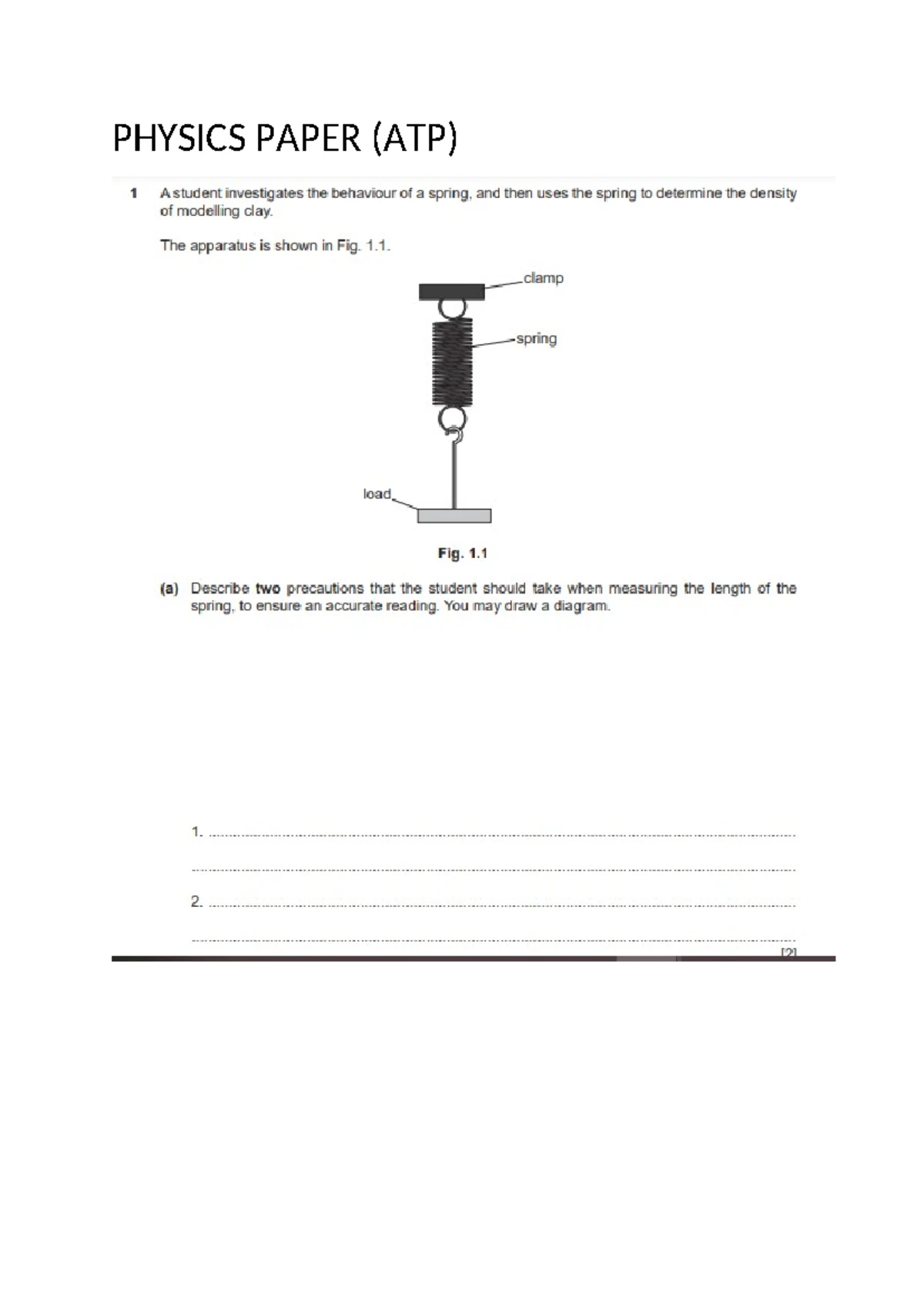 Physics Paper Theory - PHYSICS PAPER (THEORY ONLY) 1 (a) Oil of density ...