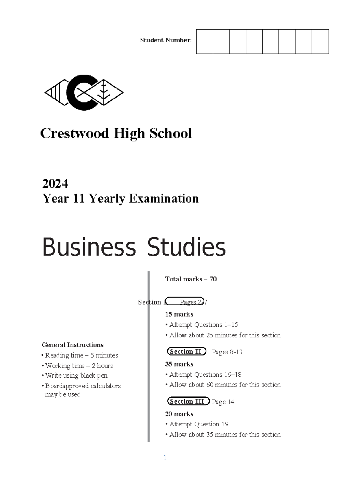 2024 Year 11 Business Studies Prelim Exam Paper - Studocu