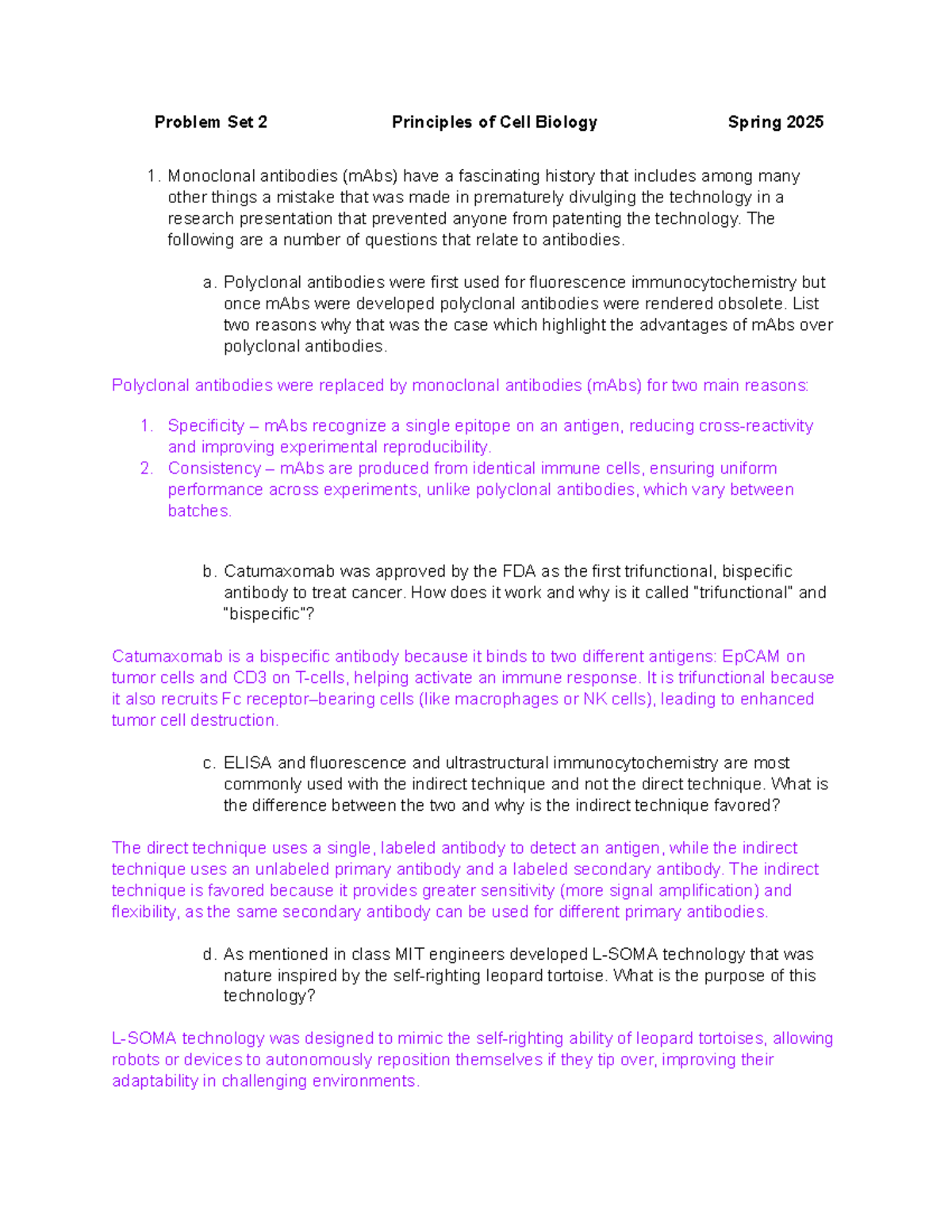 Probelm Set 2 Spring 2025 - Problem Set 2 Principles of Cell Biology ...