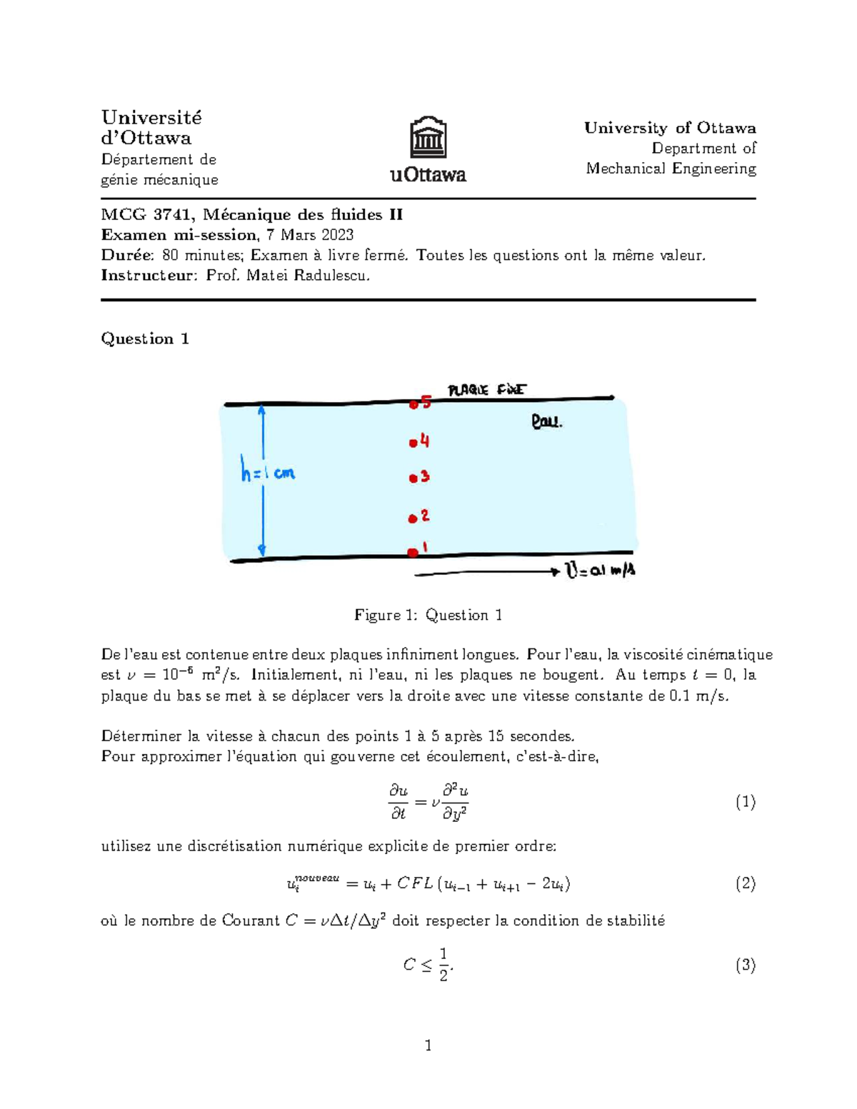 MCG 3741 Fluid Mechanics II Midterm Exam Solutions 2023 - Studocu