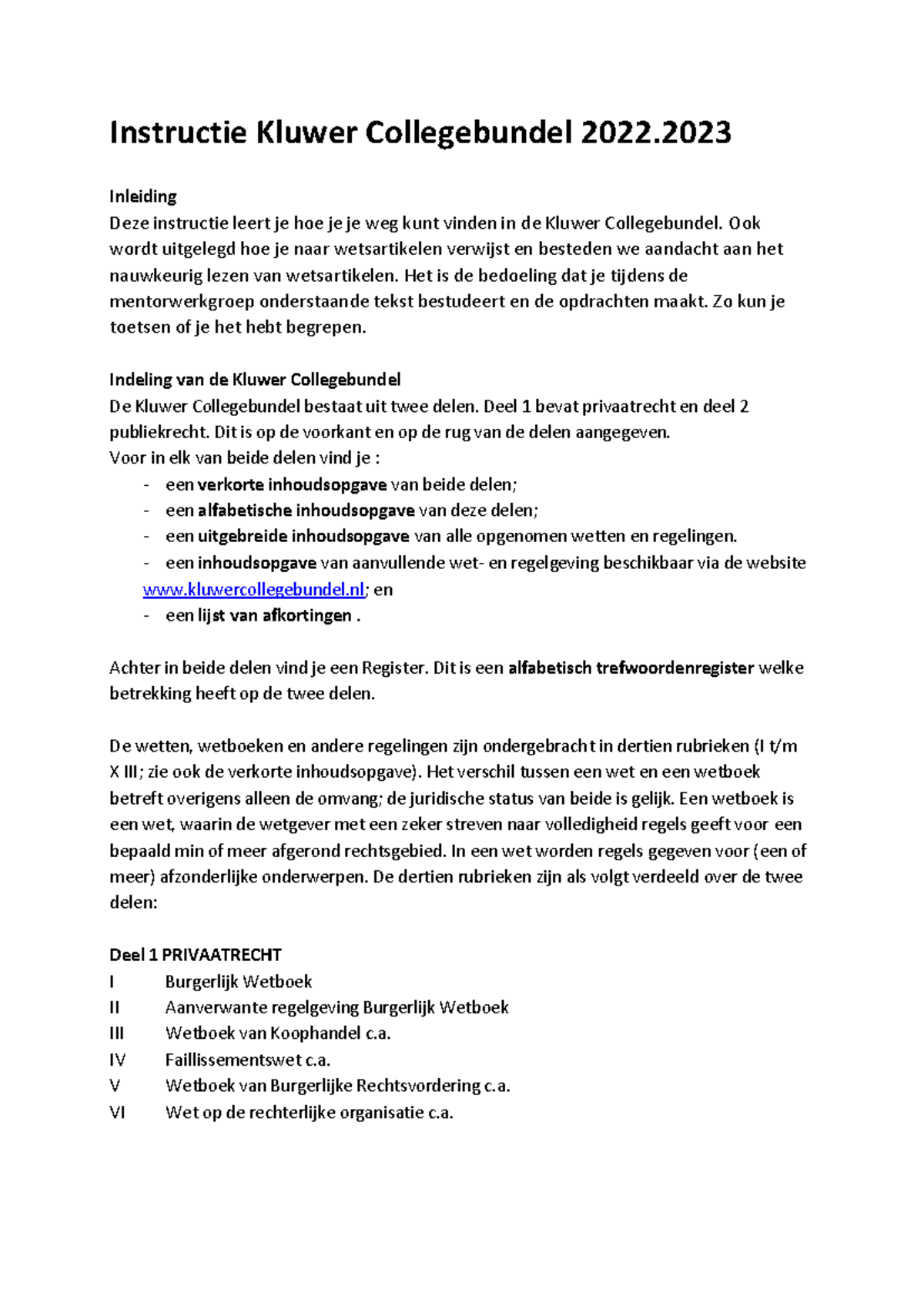 Ri U WC 2+3 Instructie Kluwer Collegebundel 2022: Navigeren en ...