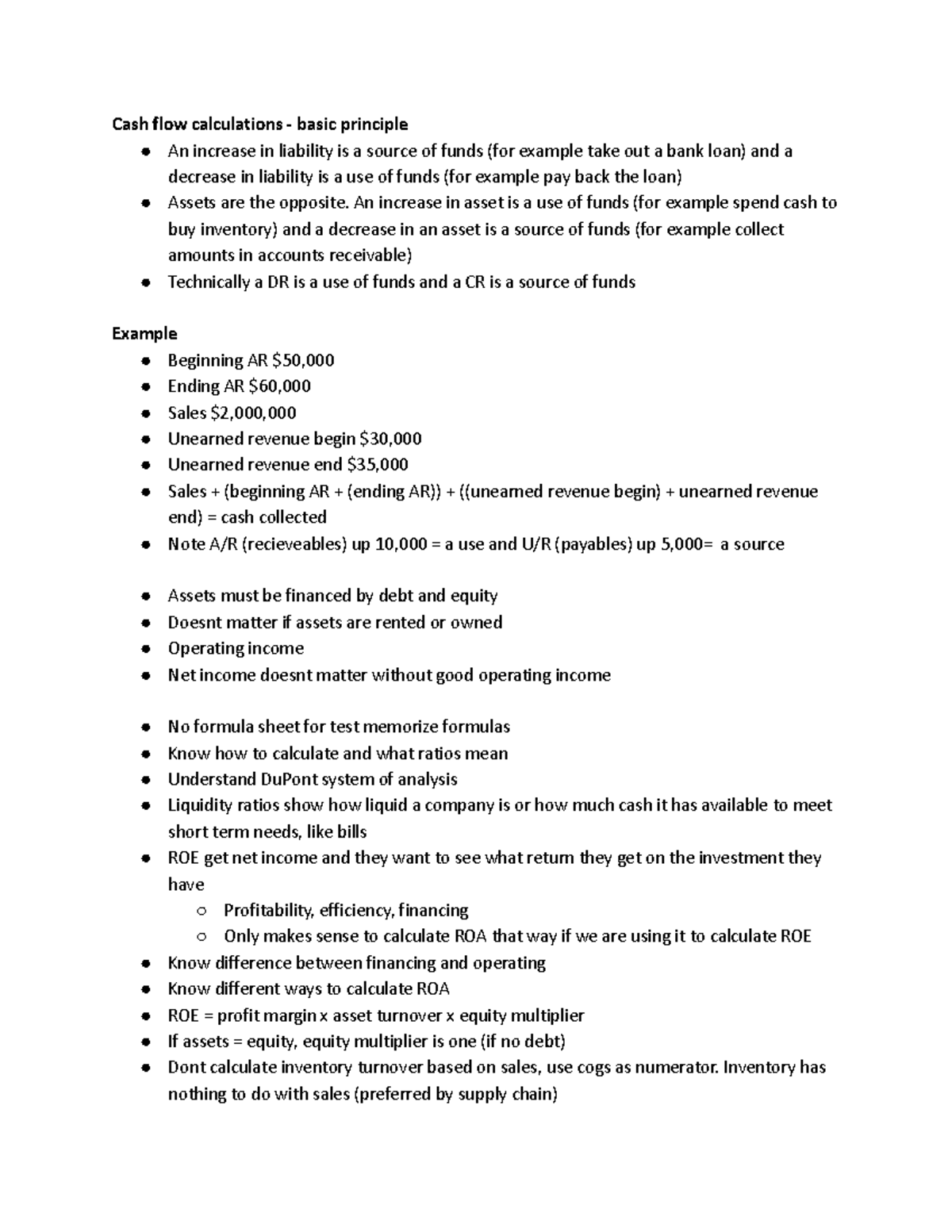 MGMT3320 - Cash Flow Calculations & Financial Ratios Lecture Notes ...
