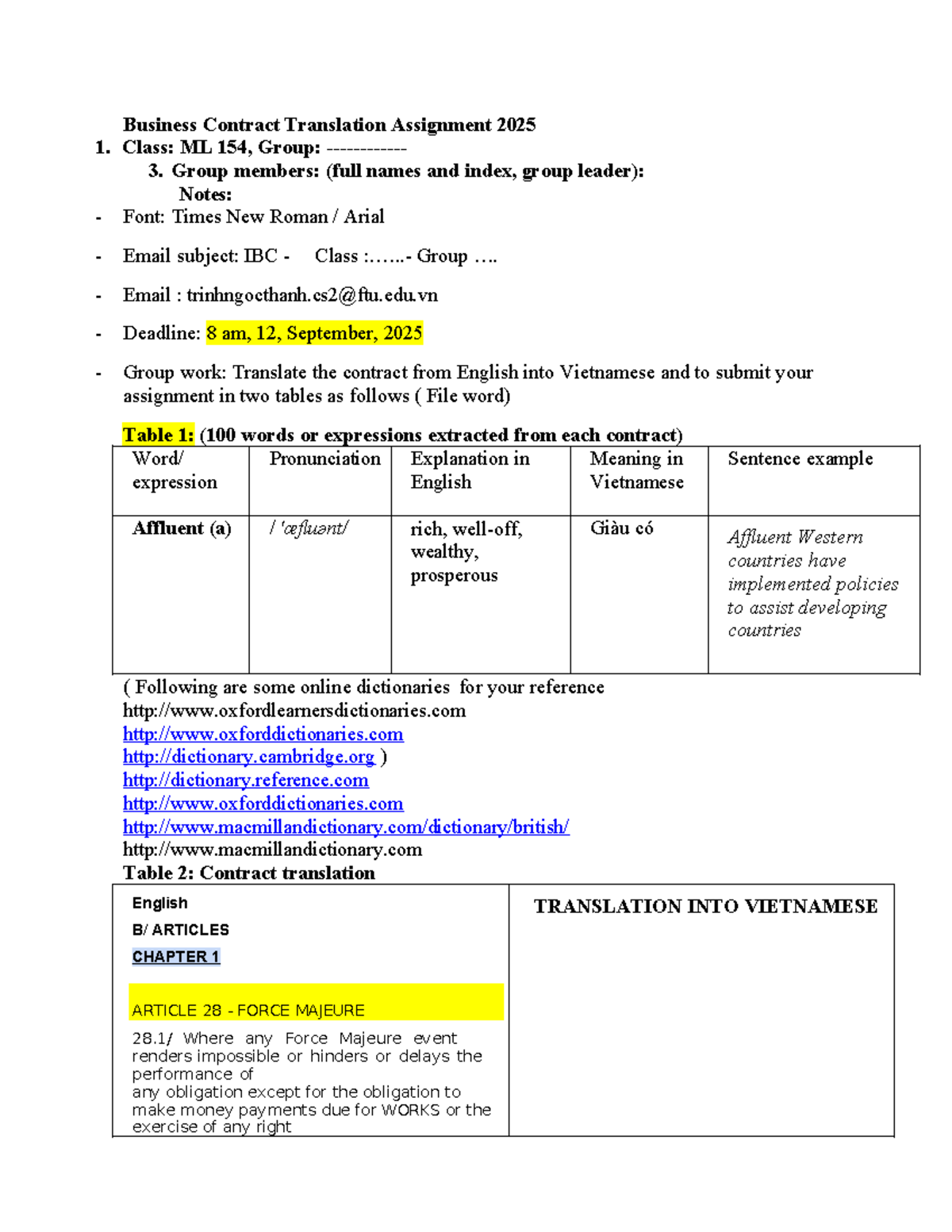 Business Contract Translation Assignment - ML 154 - Group Work - Studocu