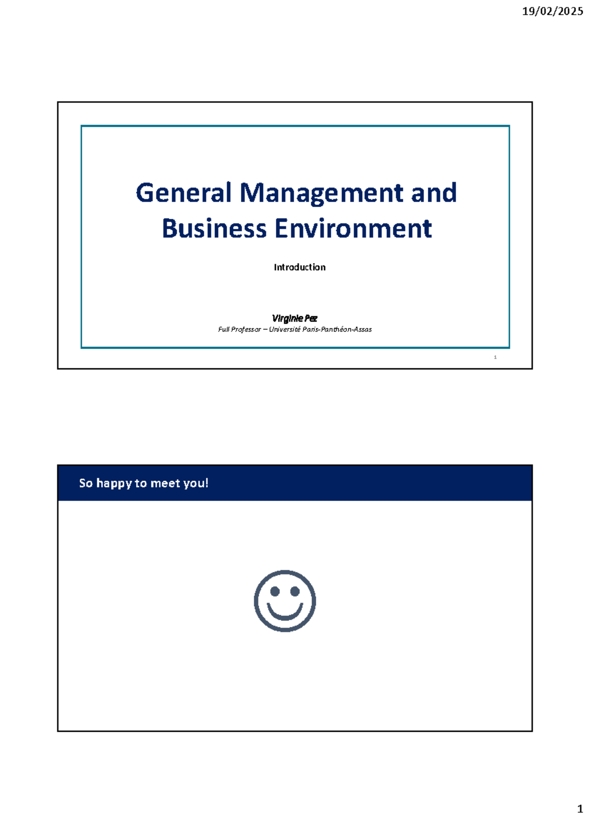 General Management Course (VPez): Day 1 Overview & Objectives 2025 ...