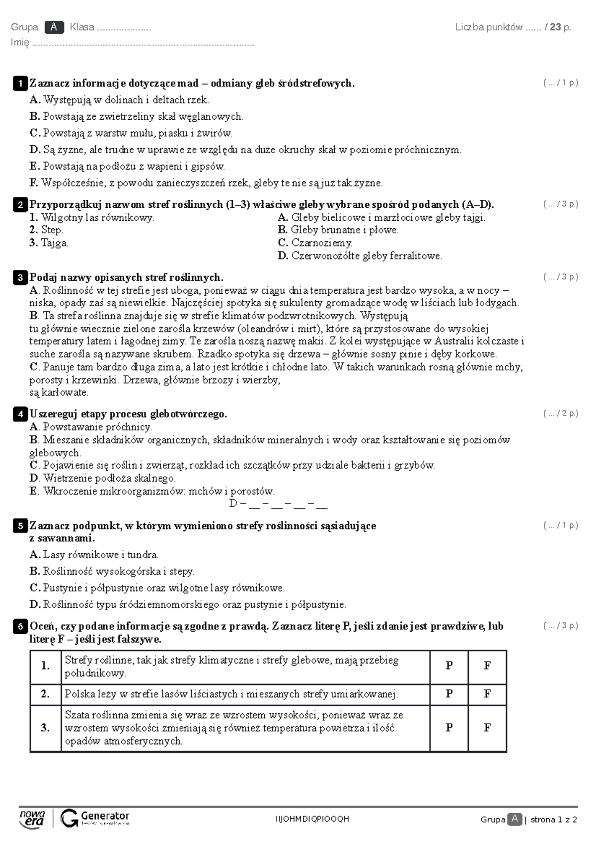 Gleby Biosfera Sprawdzian Nowa Era