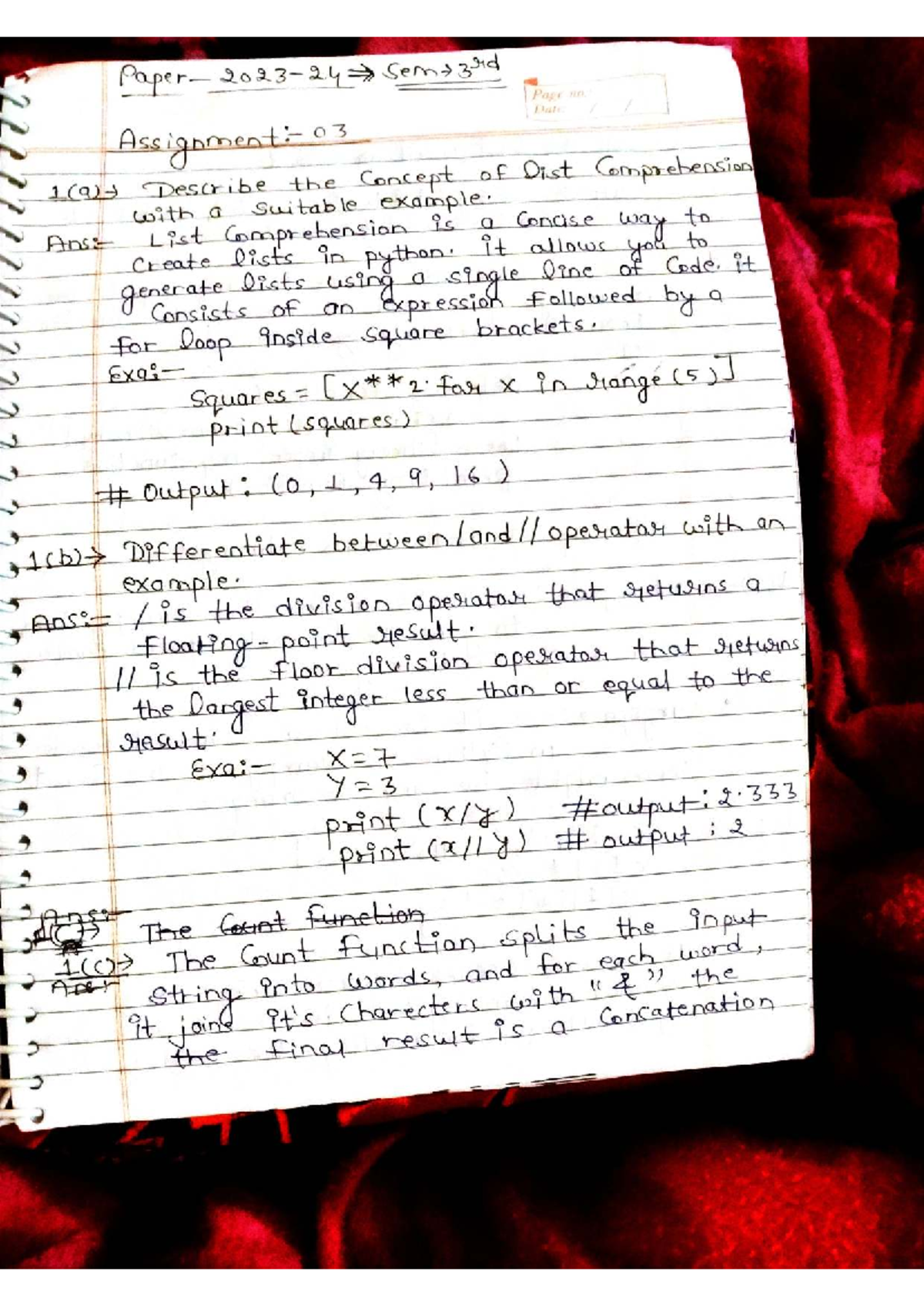Python Assignment 3: List Comprehension, Functions, and Loops - Studocu