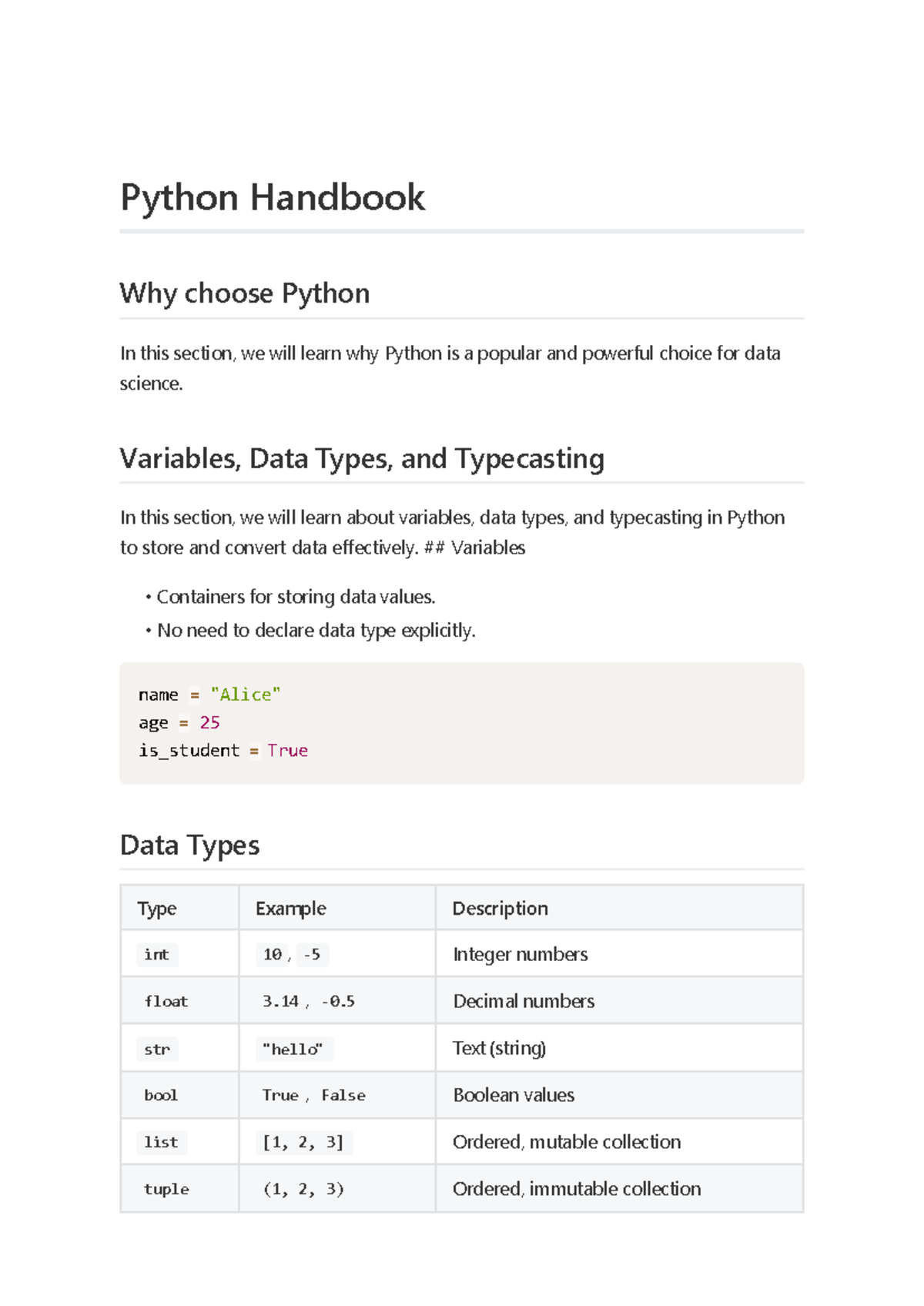 Python for Data Science - Variables, Data Types, and Operators - Studocu
